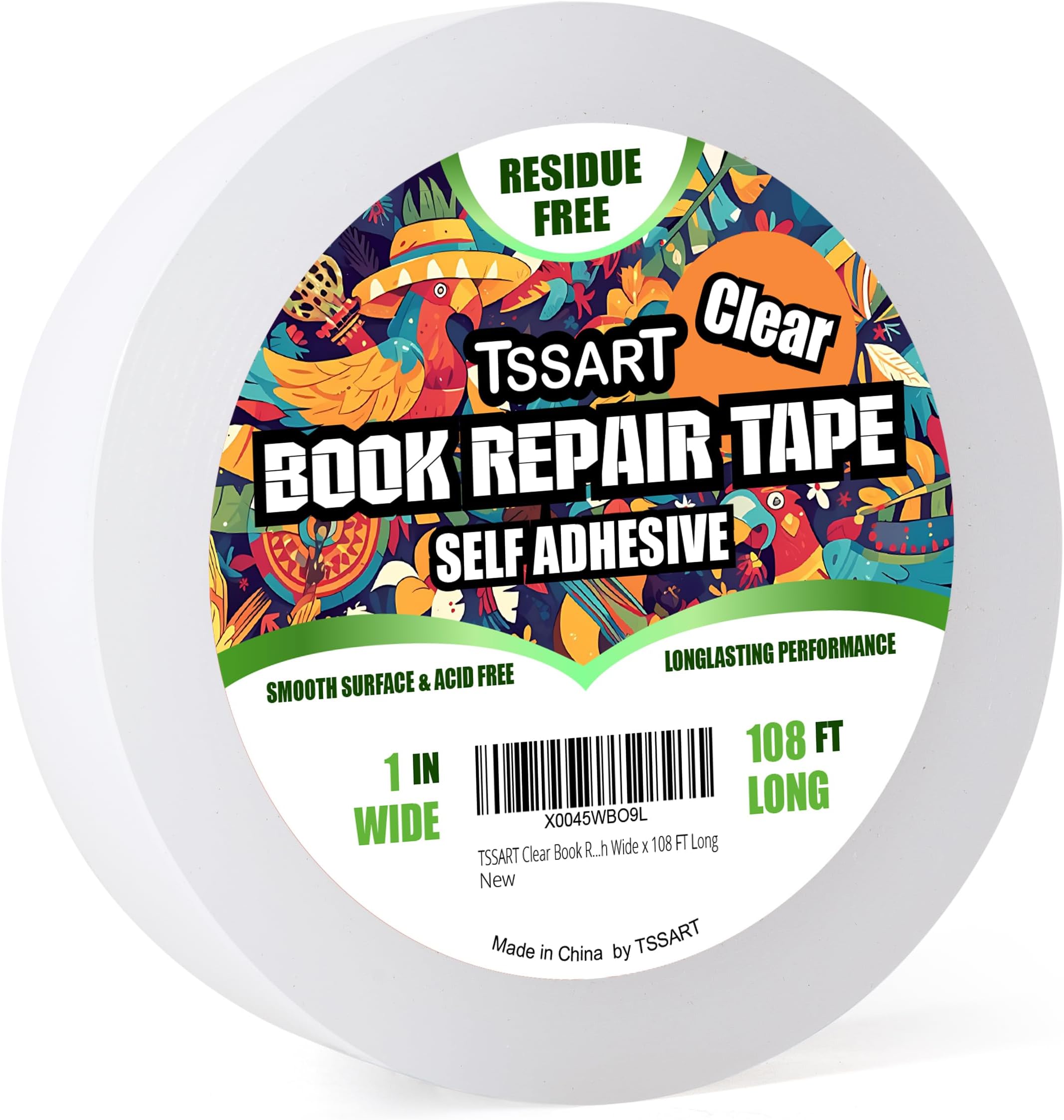 Clear Book Repair Tape - Self Adhesive Stretchable Book Tape, Essential Clear Repair Tape for Reinforcing Protecting, and Covering Mending Books Old Books - 1 Inch Wide x 108 FT Long