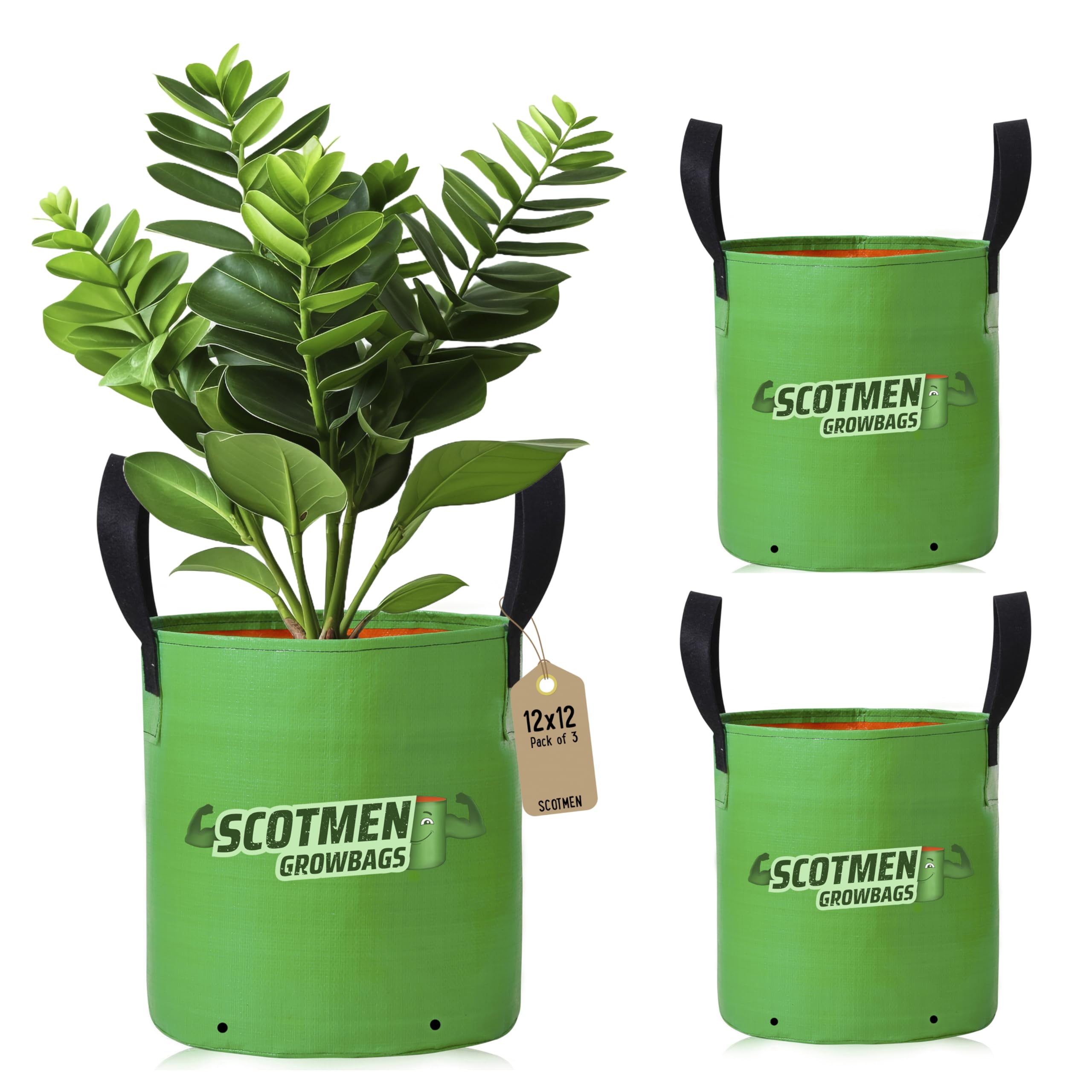 SCOTMEN HDPE UV Protected Round Black Handle Green Grow Bags 12x12 Inch – Pack of 3 for Terrace Balcony Home Gardening Plant Bag (B0CTZYJZCR) Amazon Price History, Amazon Price Tracker