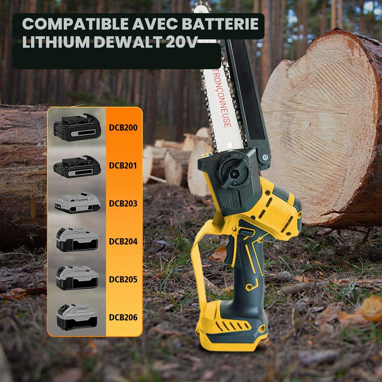 Mini Tronçonneuse à Batterie,6&8 Pouces Compatible avec Dewalt Batterie 18V