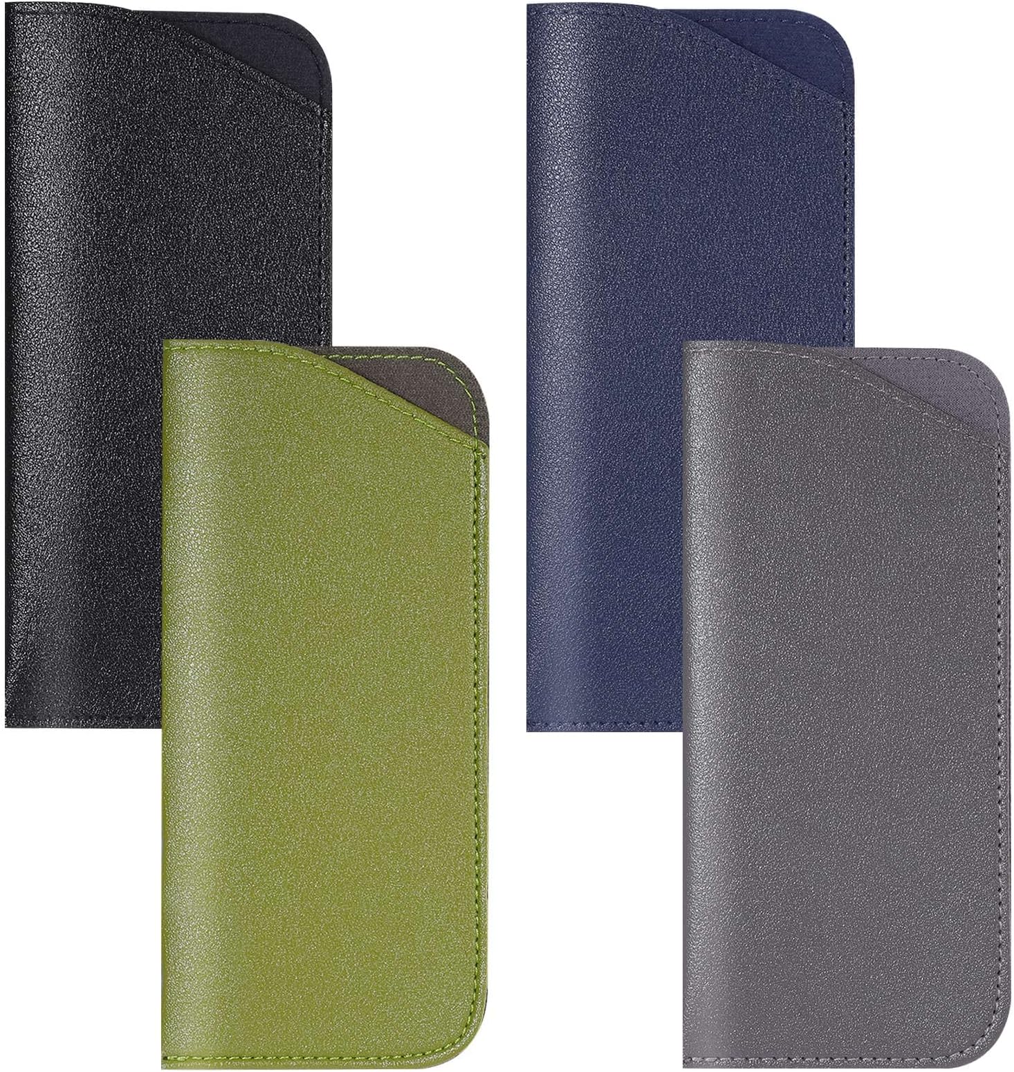 4 Pack Soft Glasses Cases, Reading Glasses Case PU Leather Sunglasses Spectacles Bag Anti-Scratch Eyeglasses Pouch Case for Women Men Kids