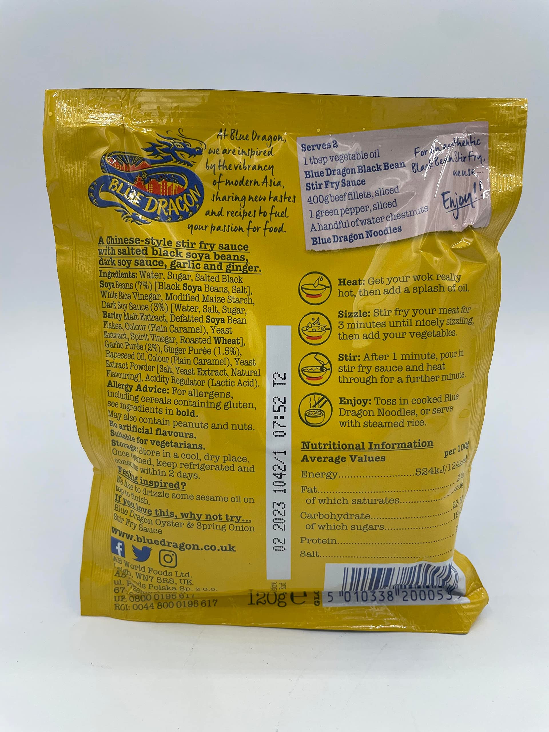 Blue Dragon - Salsa per friggere i fagioli neri, 120 g, confezione da 6
