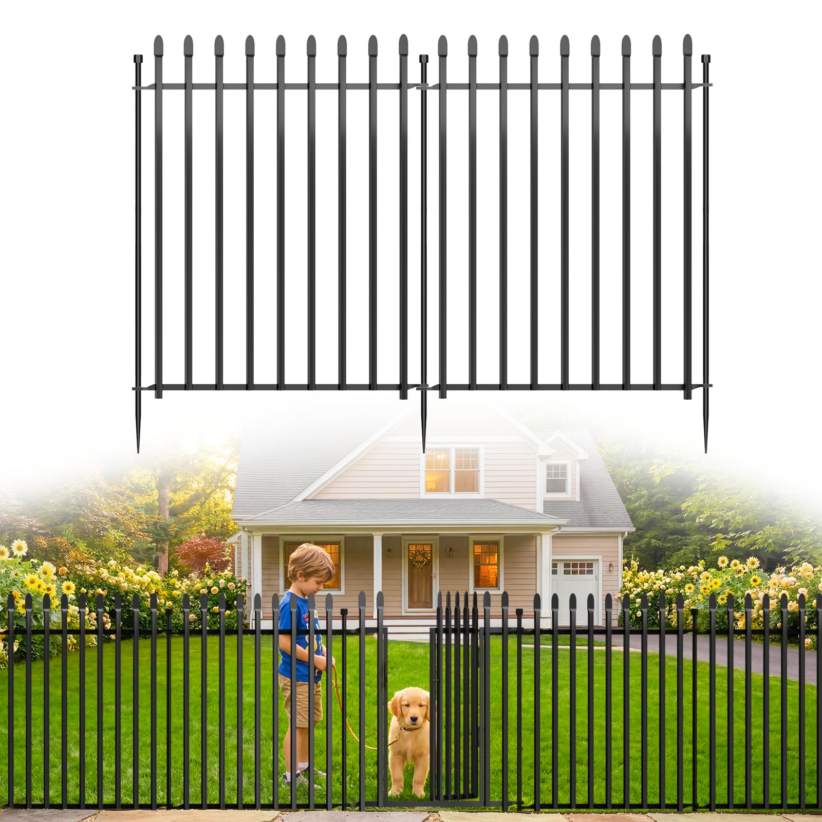 Kingido 10 Panels No Dig Decorative Garden Fence, 101 cm (H) x 671 cm (L) Rustproof Metal Temporary Fencing, Outdoor Animal Barrier Dog Fence for Yard, Patio, Border, Flower Bed & Landscape — view 9