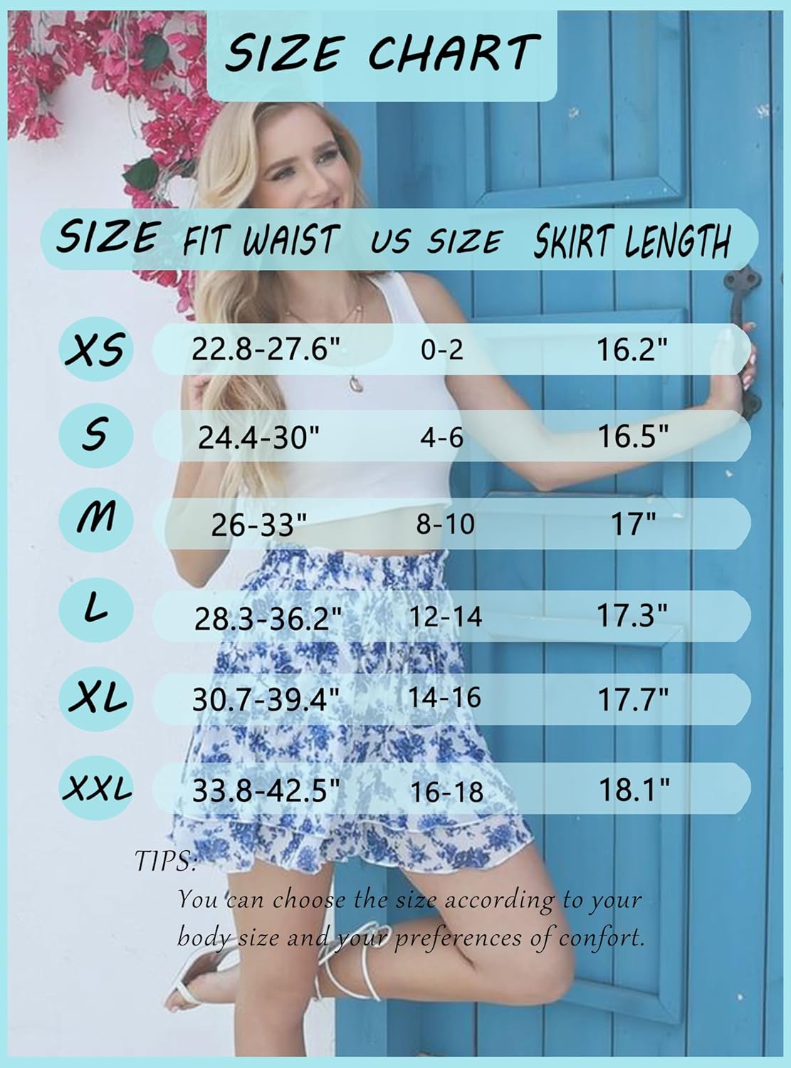 Mini Skirts for Women 2025 Casual Boho Floral Skorts Layered Hem A-Line Tennis Chiffon Shorts - Image 5