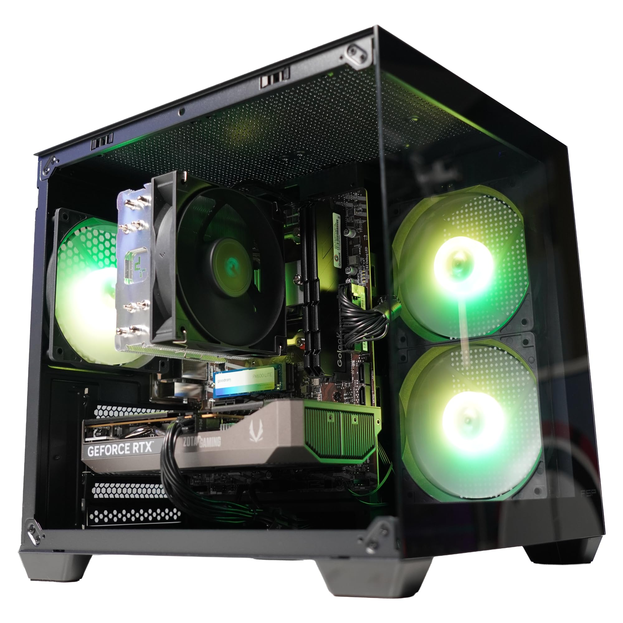 Golook PC Gaming Fisso, R5 4500, RTX 5050 8GB GDDR7, 32GB RAM, 500 GB NVME M.2 Gen4, WiFi, Computer Fisso Essential
