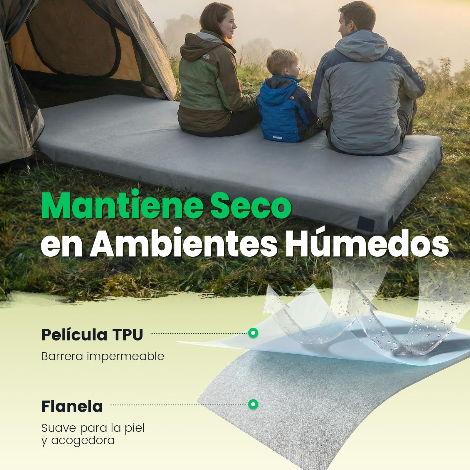 Willpo Colchón de espuma viscoelástica para campamento con bolsa de viaje, almohadilla de dormir portátil ligera para tiendas de campaña, camas de invitados, hogar