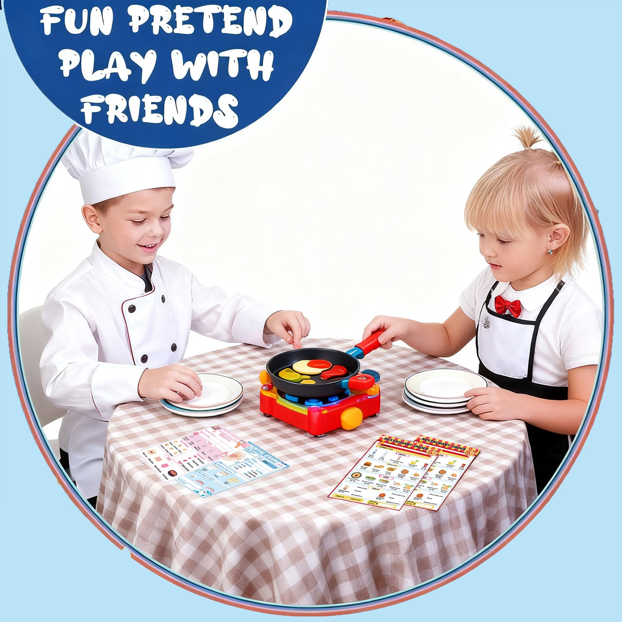 wootile Pretend Play Notepads 6 Pack Playtime Pads Pretend Play Notebooks Variety Role Play Doctor’s Report Grocery List Restaurant Guest Checklist Notepads - Image 4