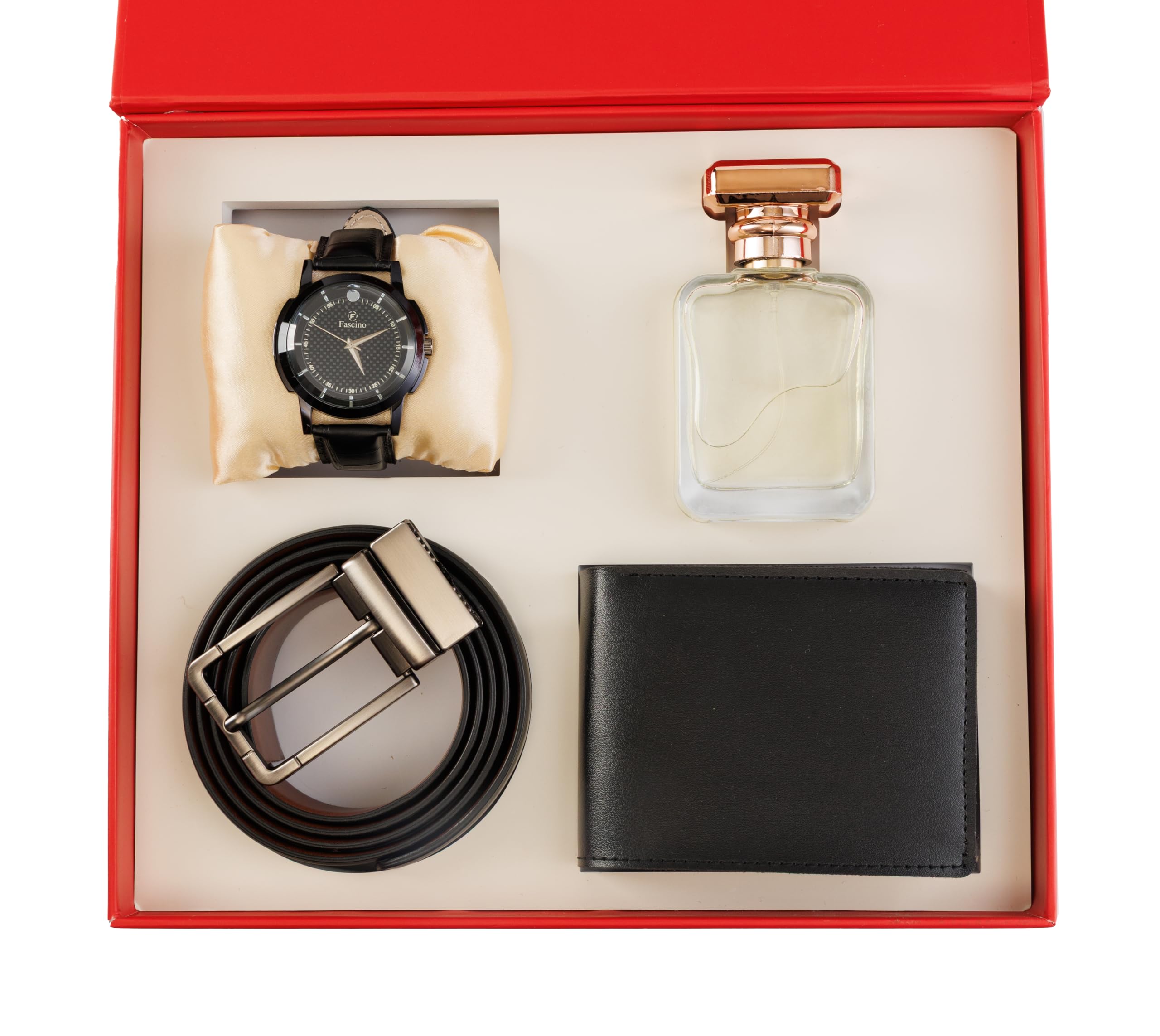 Men’s Gift Set | Mens Combo with Wrist Watch, Reversible Belt (Black & Brown), Leather Wallet & Long-Lasting Perfume | Gift for Men – Ideal for Birthday, Anniversary, Rakhi