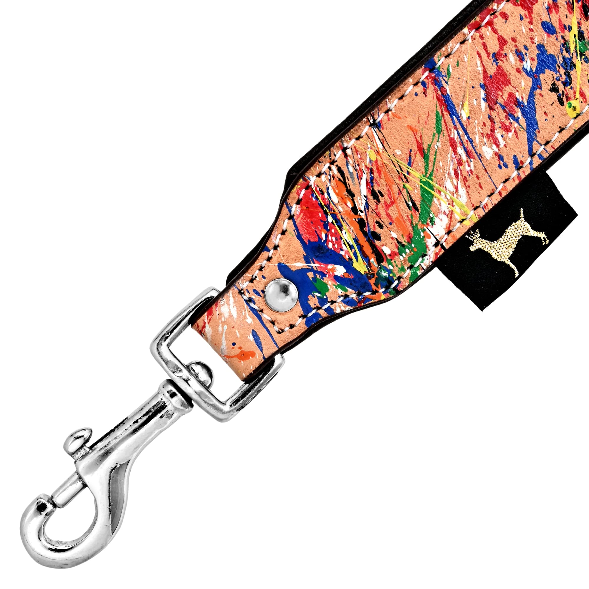 MICHUR Graphiti Braun Bunt gesprenkelt Leine, Hundeleine Leder, Flachleine, Lederleine Hund, PASSEND ZUM Halsband Graphiti, Gr. 150cm x 2,5cm