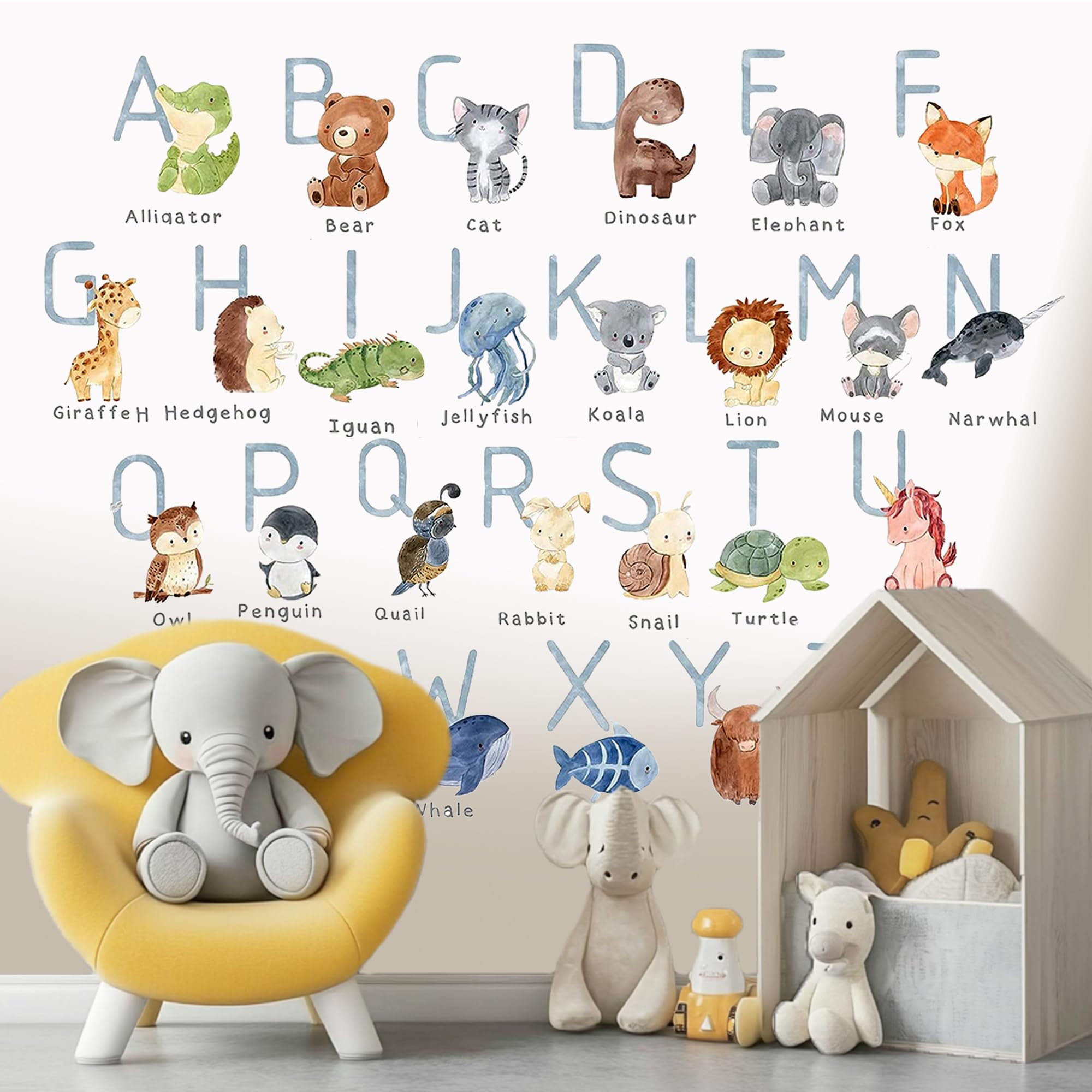 ABC Alphabet Wall Decals for Kids – Animal Letters Educational Wall Stickers for Nursery, Playroom, or Classroom – Fun ABC Wall Art for Toddlers and Children’s Room Decor