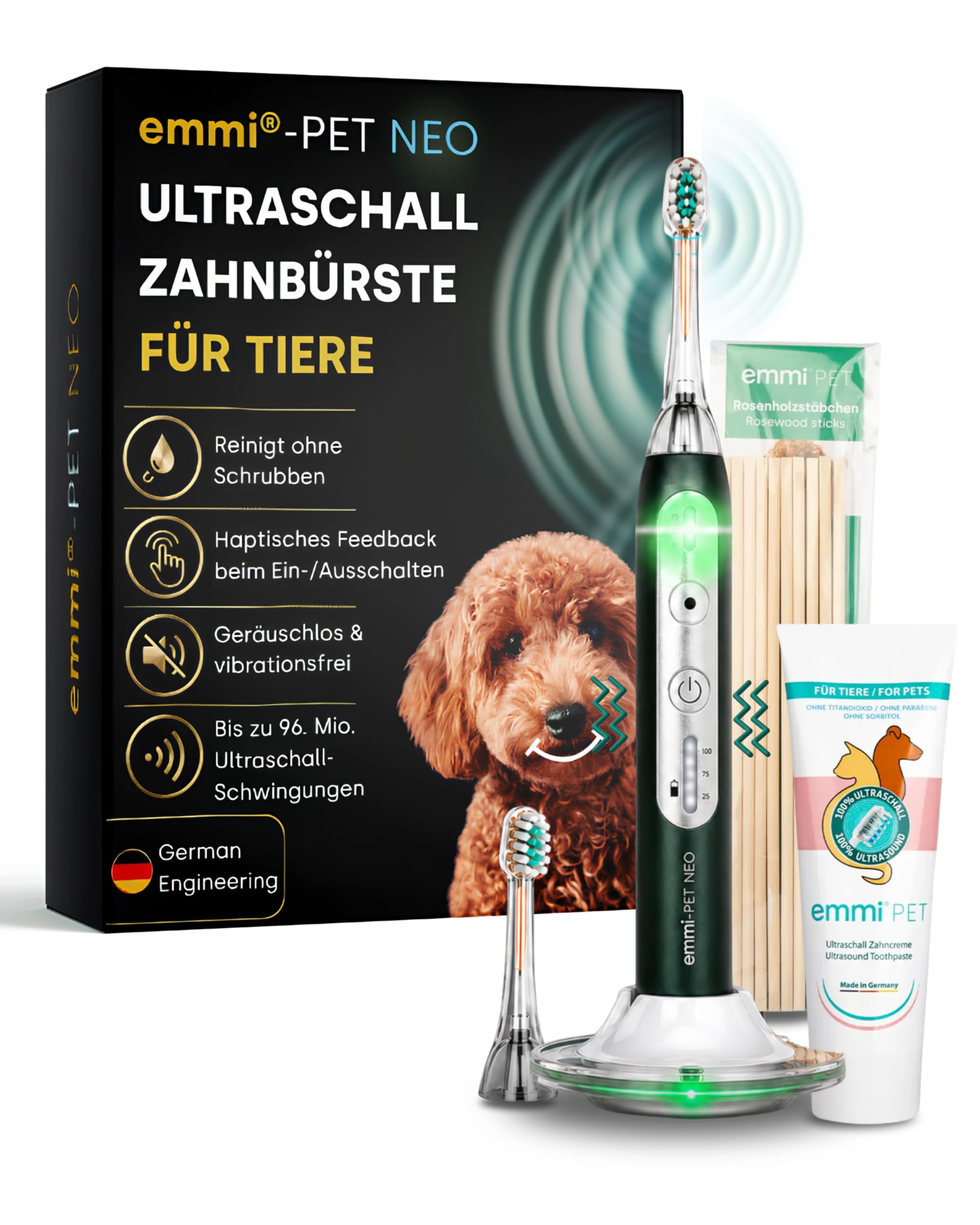 emmi-PET NEO ultradźwiękowa szczoteczka do zębów dla psów 3 tryby czyszczenia