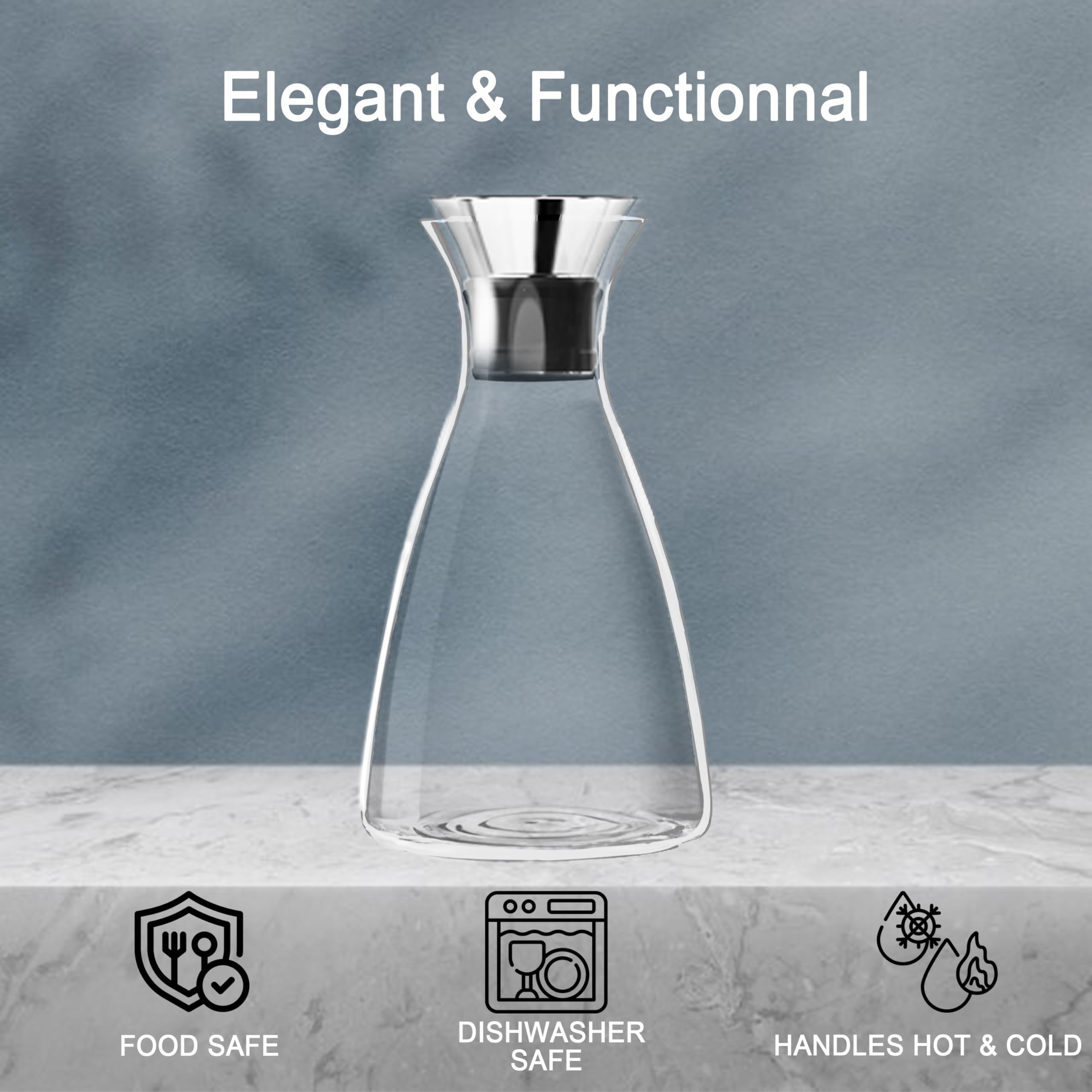 Beverage Pitcher with Lid, Doubles as a Decanter