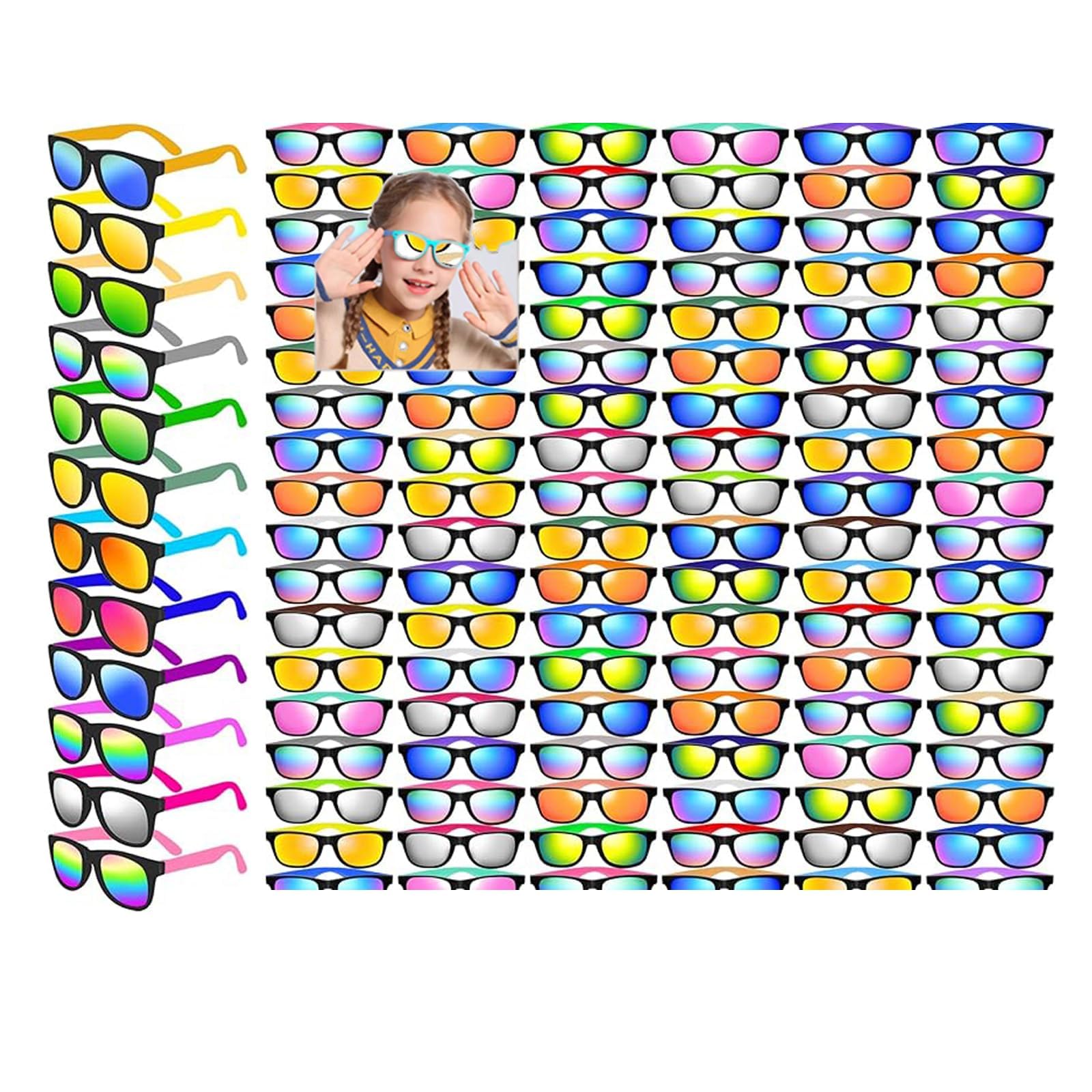Neon Sonnenbrillen Party-Set 2-120 Stk mit UV-Schutz, 24 Farben