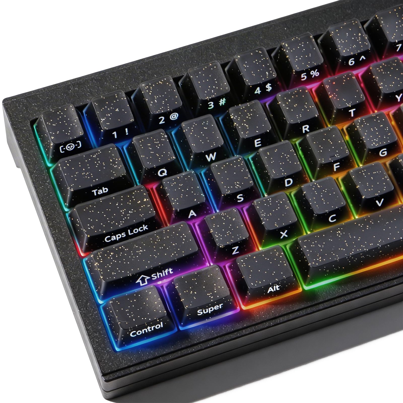 JakeTsai Velvet Crystal Jelly White Keycaps, 126 Keys Double