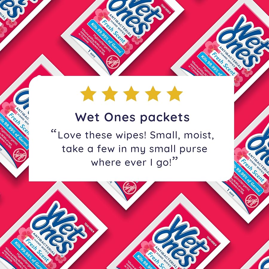 Wet Ones Antibacterial Hand Wipes Singles, Fresh Scent Wipes, Individual Wipes, Antibacterial Wipes, Hand Wipes Individually Wrapped, 24ct (6 pack) - image 6