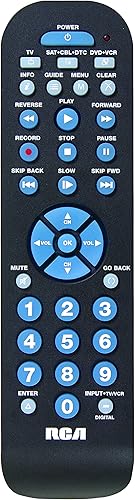 RCA Control remoto universal Platinum Pro de 3 dispositivos fácil instalaciĂłn IR de largo alcance reemplaza y consolida la mayorĂa de las RCA Control remoto universal Platinum Pro de 3 dispositivos fácil instalaciĂłn IR de largo alcance reemplaza y consolida la mayorĂa de las