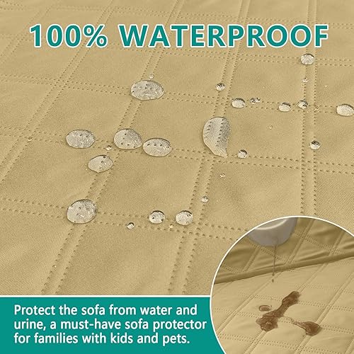 Miniatura 3 de Arfntevss Fundas de sofá seccional de esquina de 3 piezas, 100% impermeables, en forma de L, para perros, mascotas, juego de fundas seccionales en