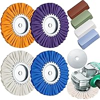 Vista 1 de Amylove Ruedas de Pulido Airway de 8 Pulgadas Kit de Pulido de Ruedas de Aluminio con Diámetro de Orificio de Eje de 5/8 Pulgadas, Compuesto