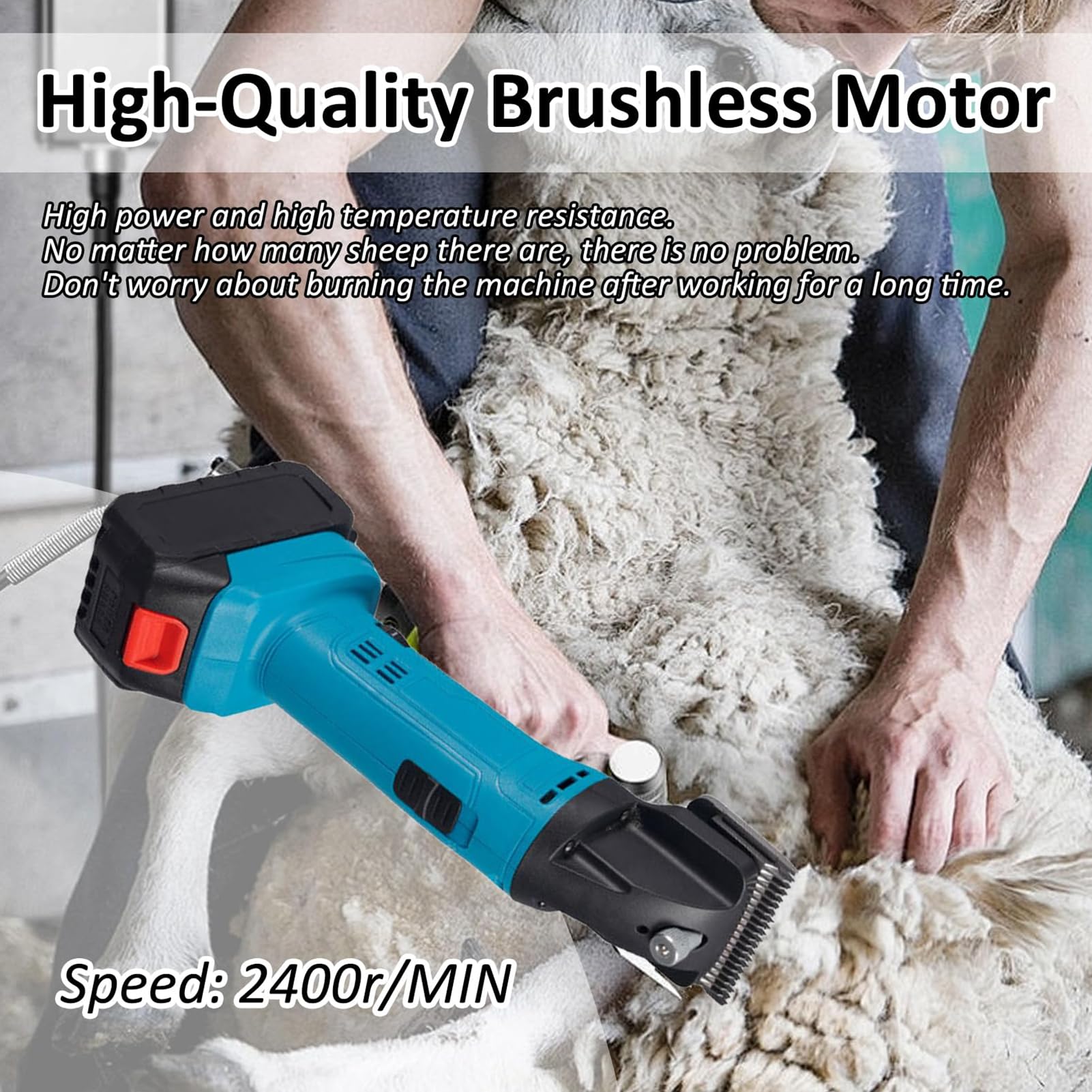 Cortadoras de caballo eléctricas, tijeras de ganado inalámbricas con ajuste de 6 velocidades y 2 * 1500mAh baterías, velocidad 2500 RPM recortadora equina profesional para ganado de ovejas de caballo