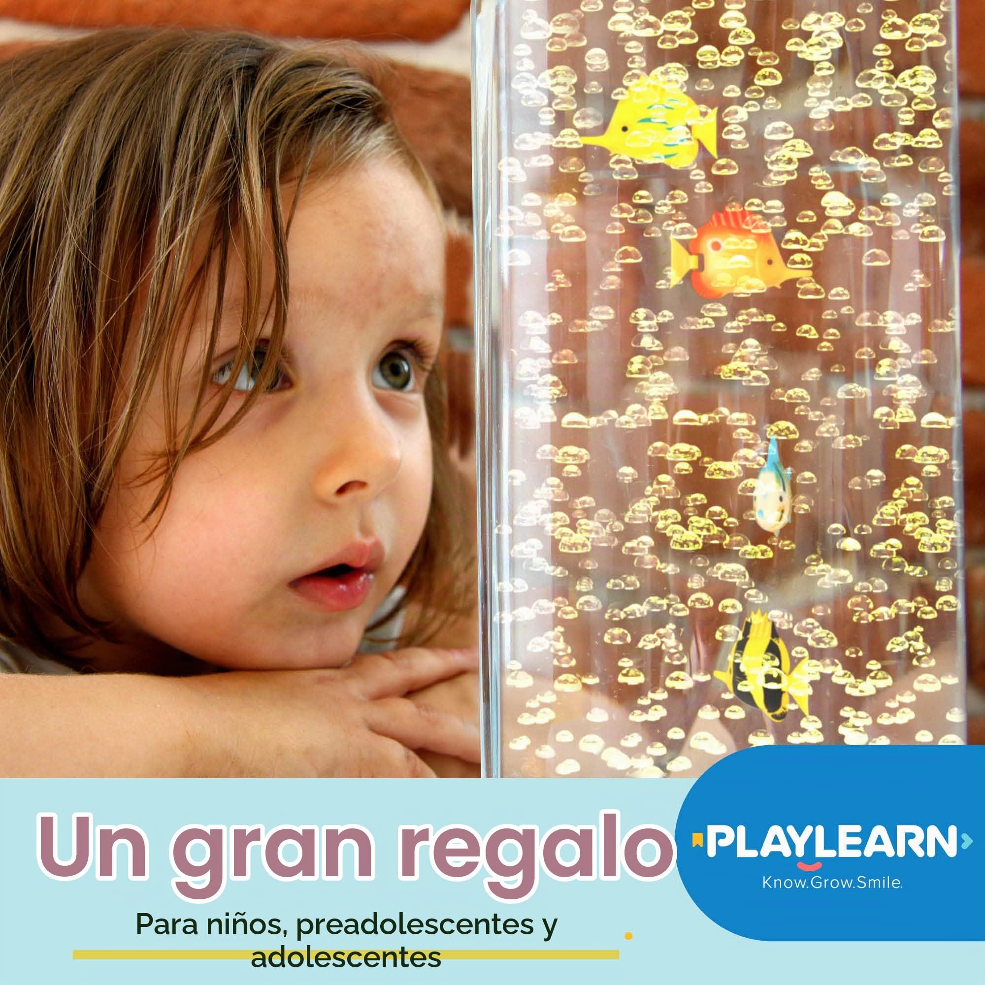 Playlearn - Lámpara LED (105 cm), diseño de tubo con peces, color negro