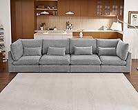 Vista 51 de Sofá modular de gran tamaño, sofá seccional de pana Cloud extra profundo con diván otomano chaise, sofá cama de chenilla esponjosa de 8 plazas
