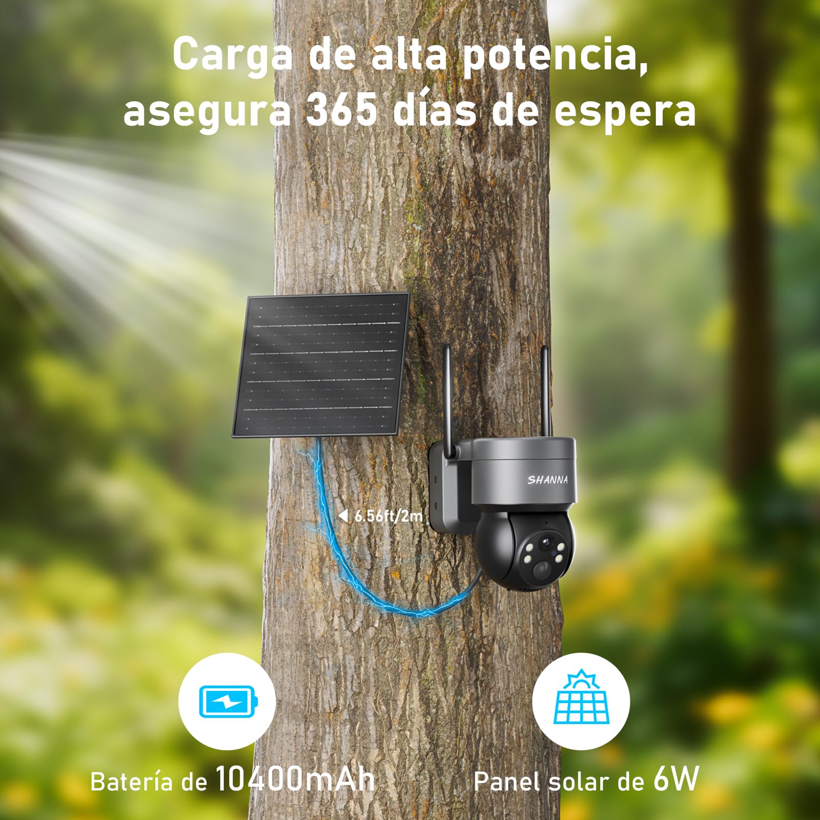 4G LTE Camara Vigilancia SIM,2K Camara Solar 4G,Videovigilancia sin Internet con Baterías de 10400mAh,Detección de Movimiento,Visión Nocturna a Color,Seguimiento Automático,Audio de Dos Vías,IP66