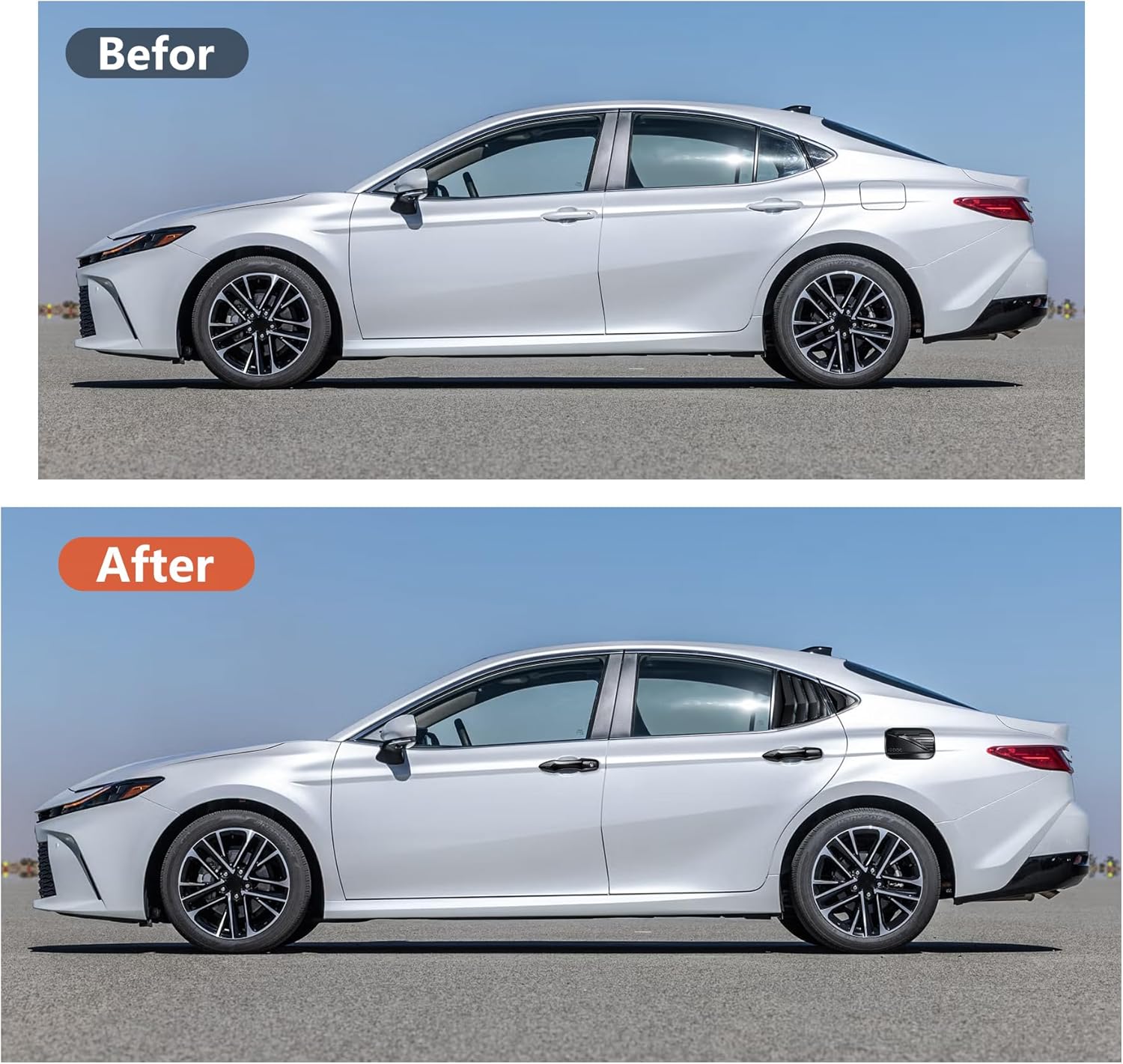 for 9th Gen Toyota Camry Accessories (2025-2026) - 7pcs Exterior Trim Kit: Door Handle Covers, Rear Side Window Louvers & Fuel Tank Cover (Carbon Fiber)