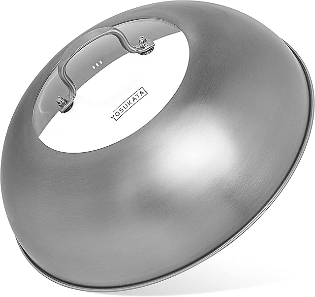 YOSUKATA Wok Lid 34.5 cm/13.6 in - Premium Stainless Wok Cover - Tempered Glass Insert Steam Holes - Ergonomic Handle -Durable Wok Accessories - Dishwasher-Safe Lid for 36 cm/14" Wok for Asian Cooking