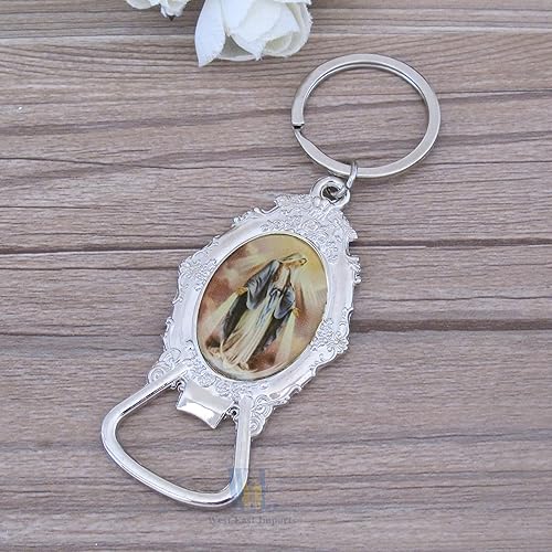 Miniatura 6 de Nuestra Señora de Gracia Llavero Abrebotellas (12 piezas) Virgen Milagrosa Llaveros Memoria Regalo Religioso Aniversario Iglesia Evento, plateado