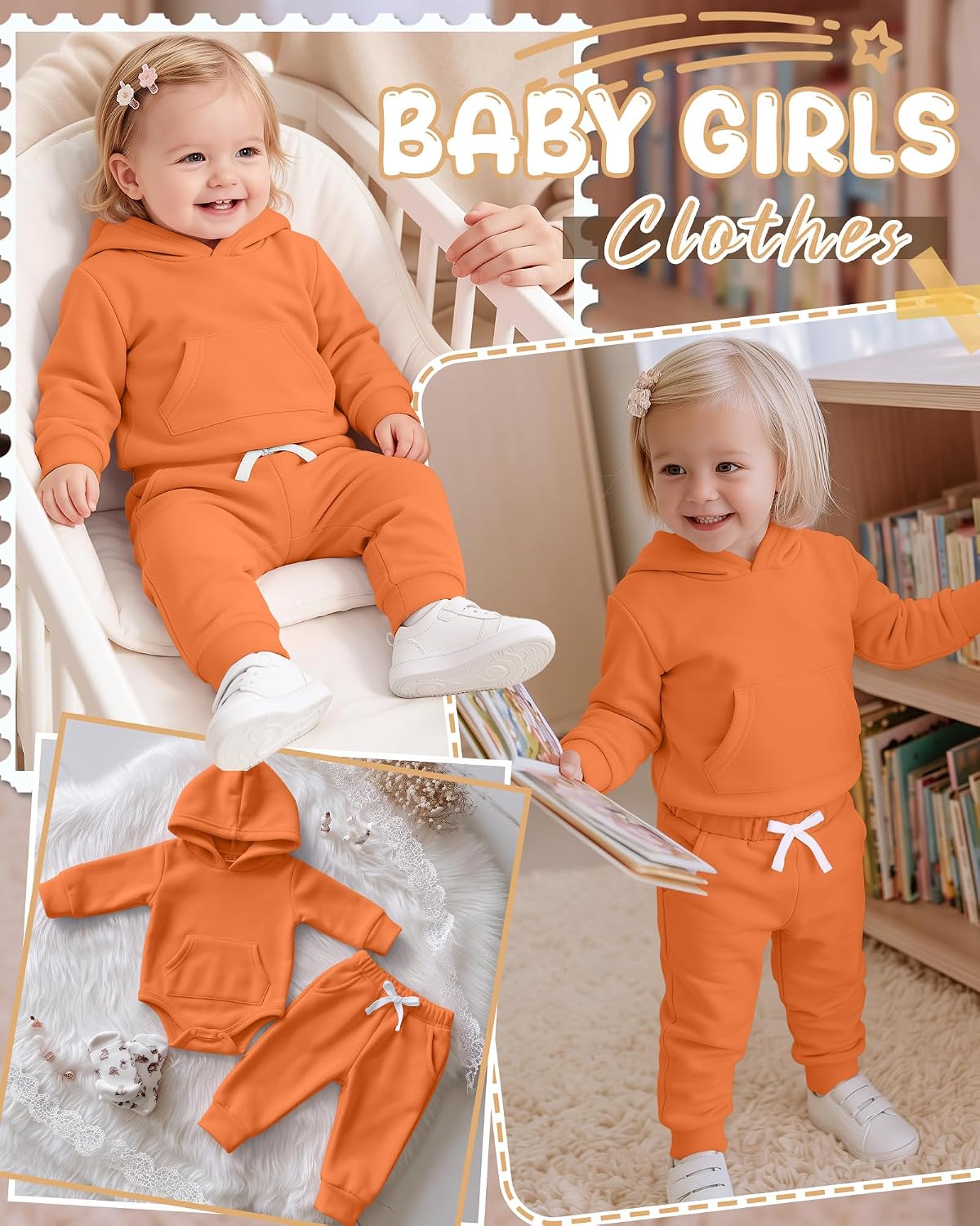 Newborn Baby Girls Fall Winter Hoodie Outfits