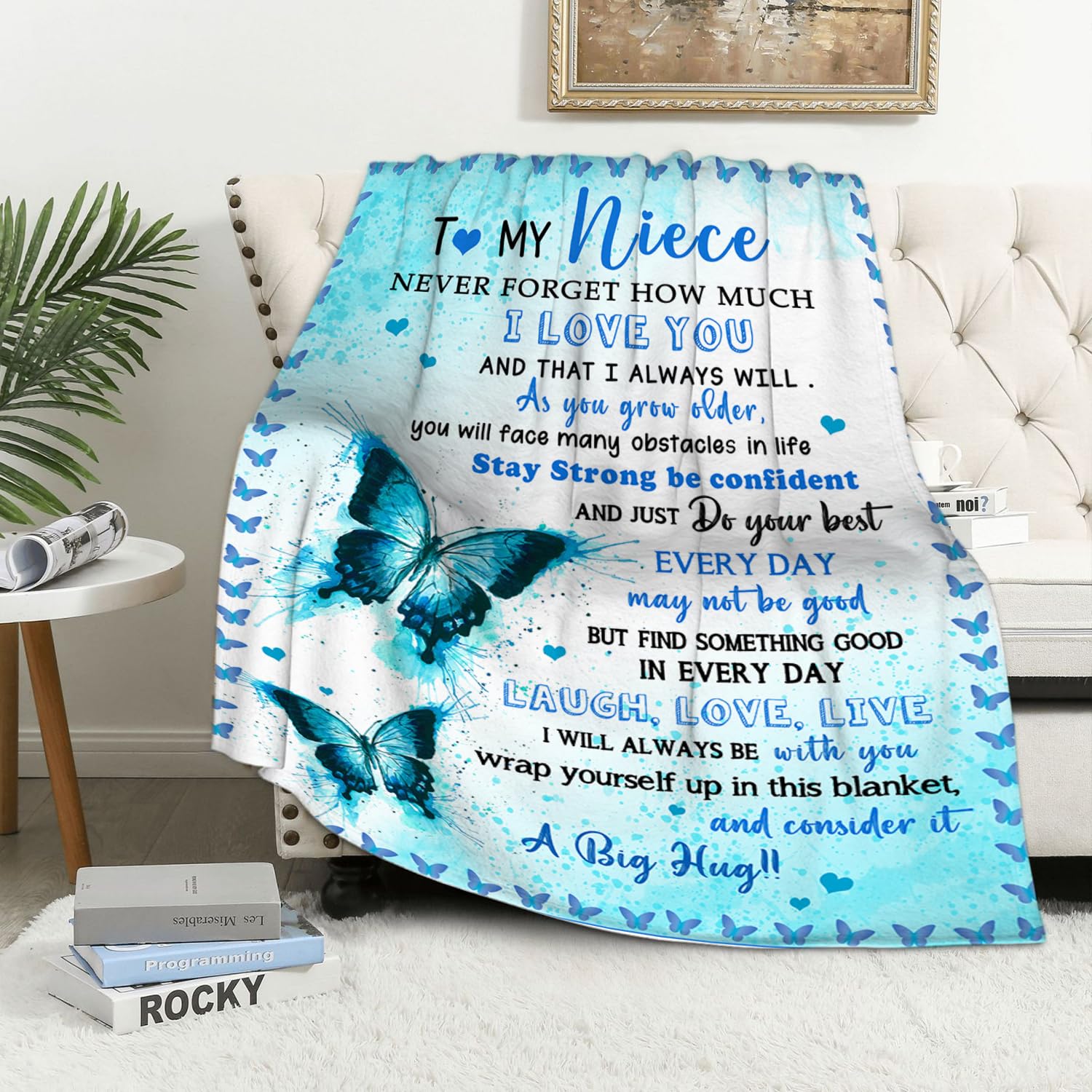 To My Niece Throw Blanket - 50x60 Inch, Soft Flannel Gift From Aunt Or Uncle