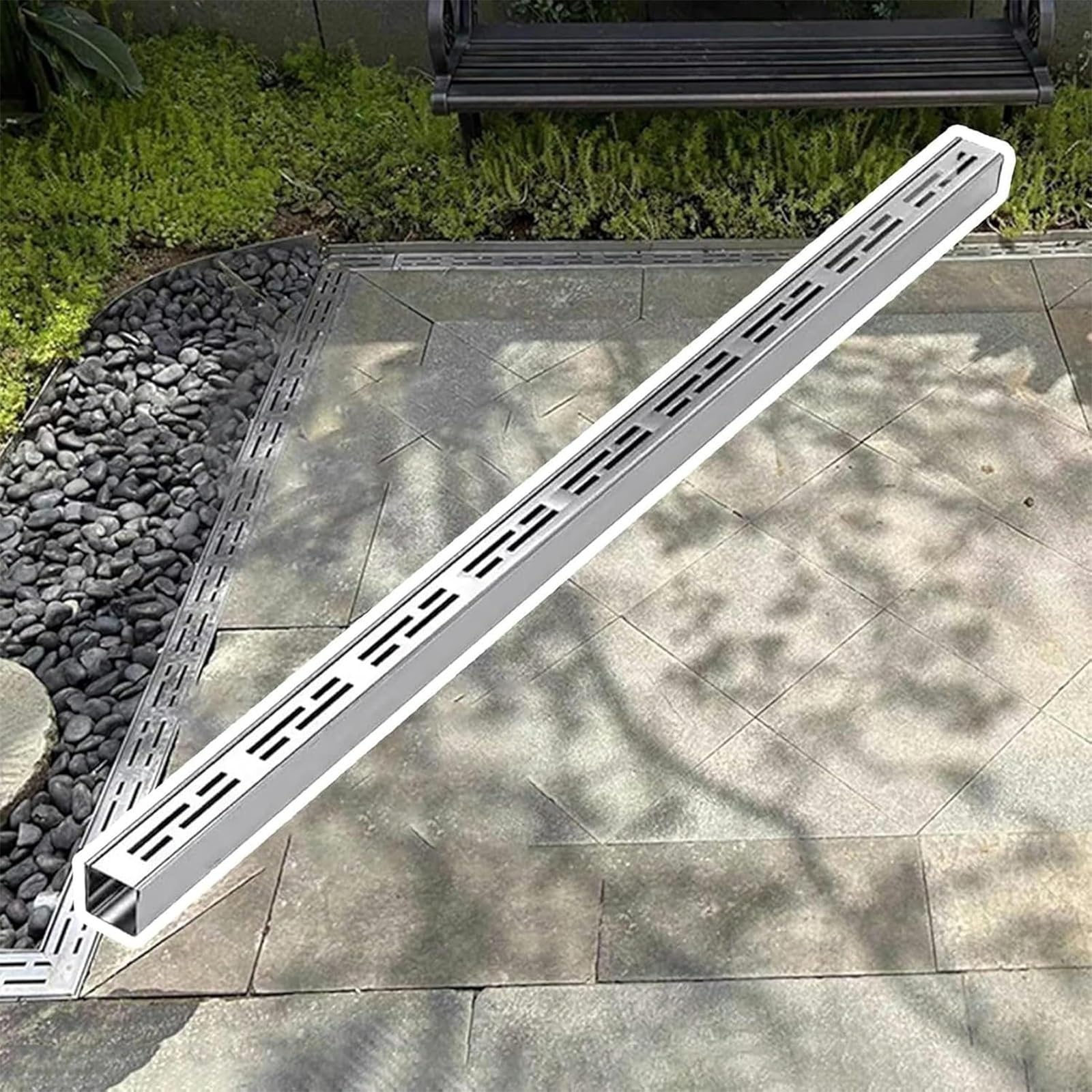 Générique Grille d'évacuation des eaux étroite en Acier Inoxydable 304, Amovible, pour allées et garages, Format 5x5cm, pour Une Gestion Efficace des eaux dans Les Cours et Les Parcs.
