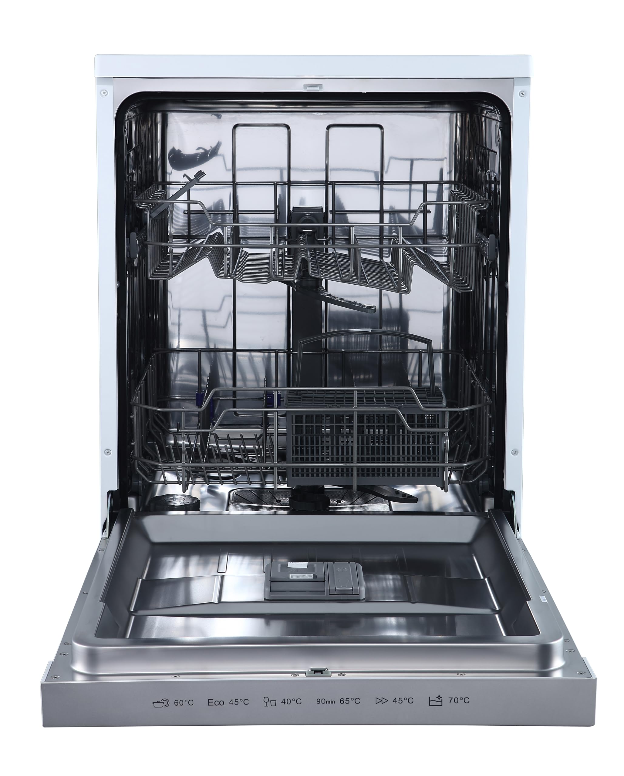 Brandt Lave-Vaisselle DWF3128DS - 12 Couverts - Classe D - 47 dB (Classe C) - 11 L/Cycle - 6 Programmes + Extra Séchage & Demi-Charge - 2 Paniers - Aquasafe - Ouverture Automatique Porte - Minuterie 1