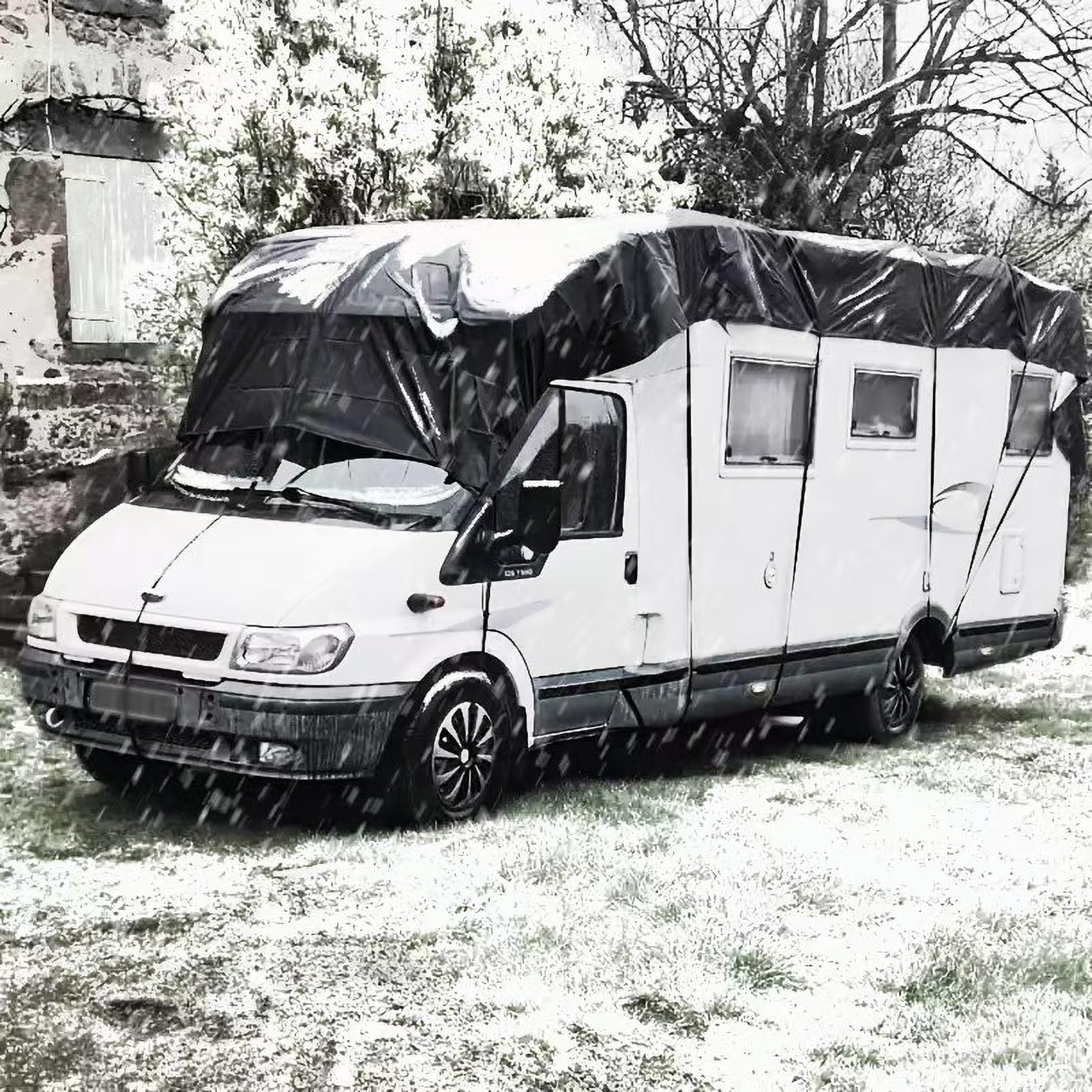 Fundas para RV, Tela Oxford 210D, Impermeable Funda Plegable para Caravana, Funda para Remolque Resistente A La Lluvia Y La Nieve, Plegable Y Almacenamiento,Plata,6.5x3m/21.3x9.8ft