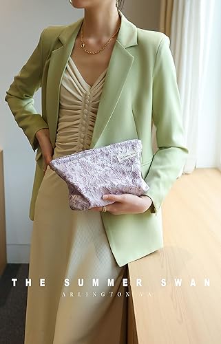 Miniatura 3 de The Summer Swan Kit de embrague floral grande del período del embrague del mediodía, bolsa de maquillaje linda para el cuidado de la piel, Bordado