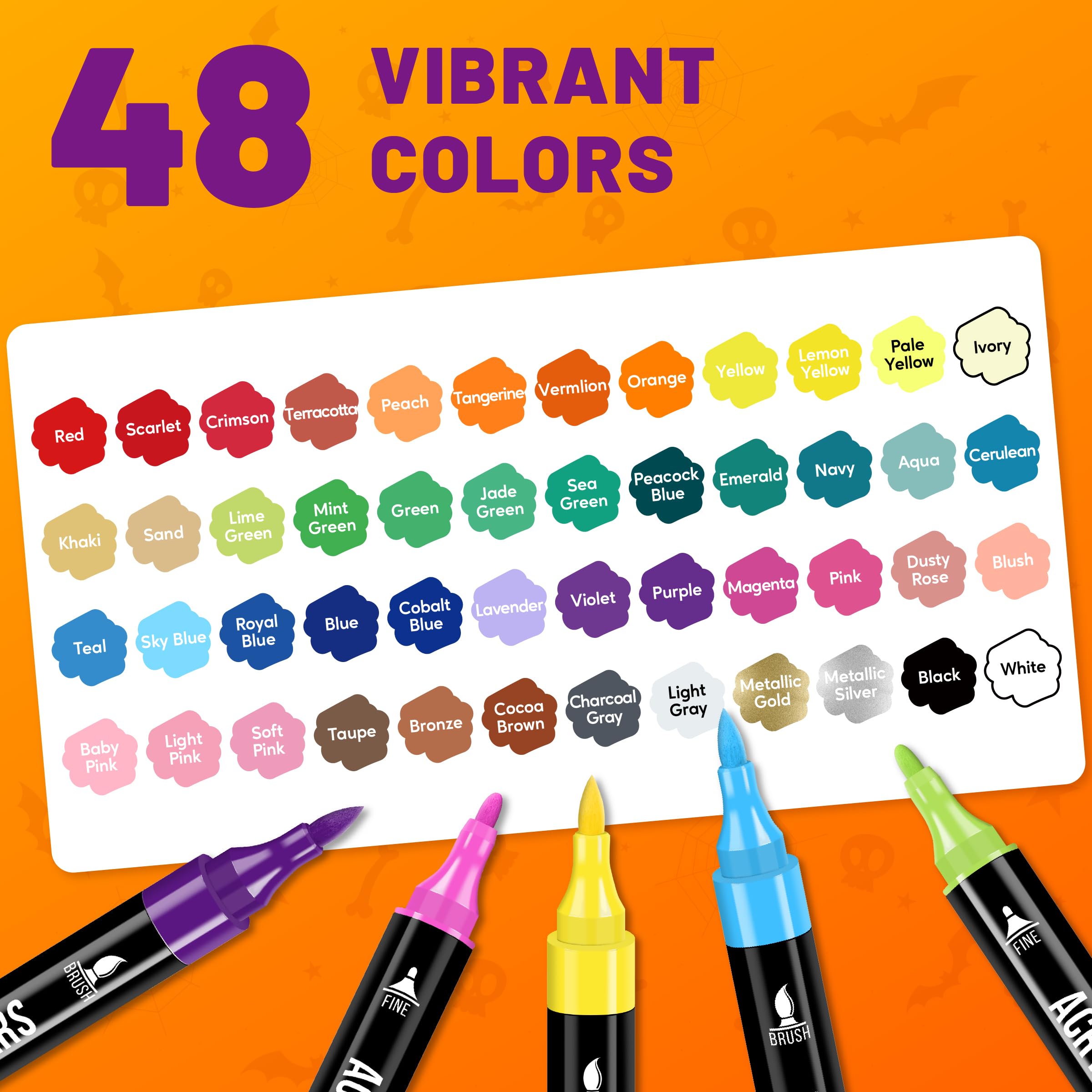 Pagather Acrylic Paint Markers - 48 Colors -3