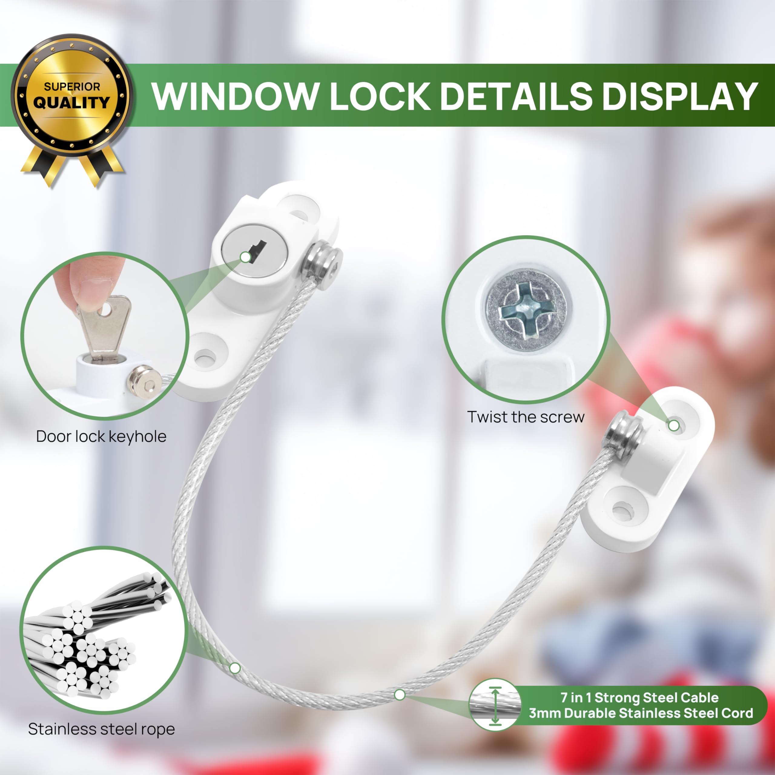 Window Locks for UPVC Windows OTLGEUA 2Pcs Window Restrictor Window Safety Locks with Keys and Screws for Child & Baby Safety - Image 3