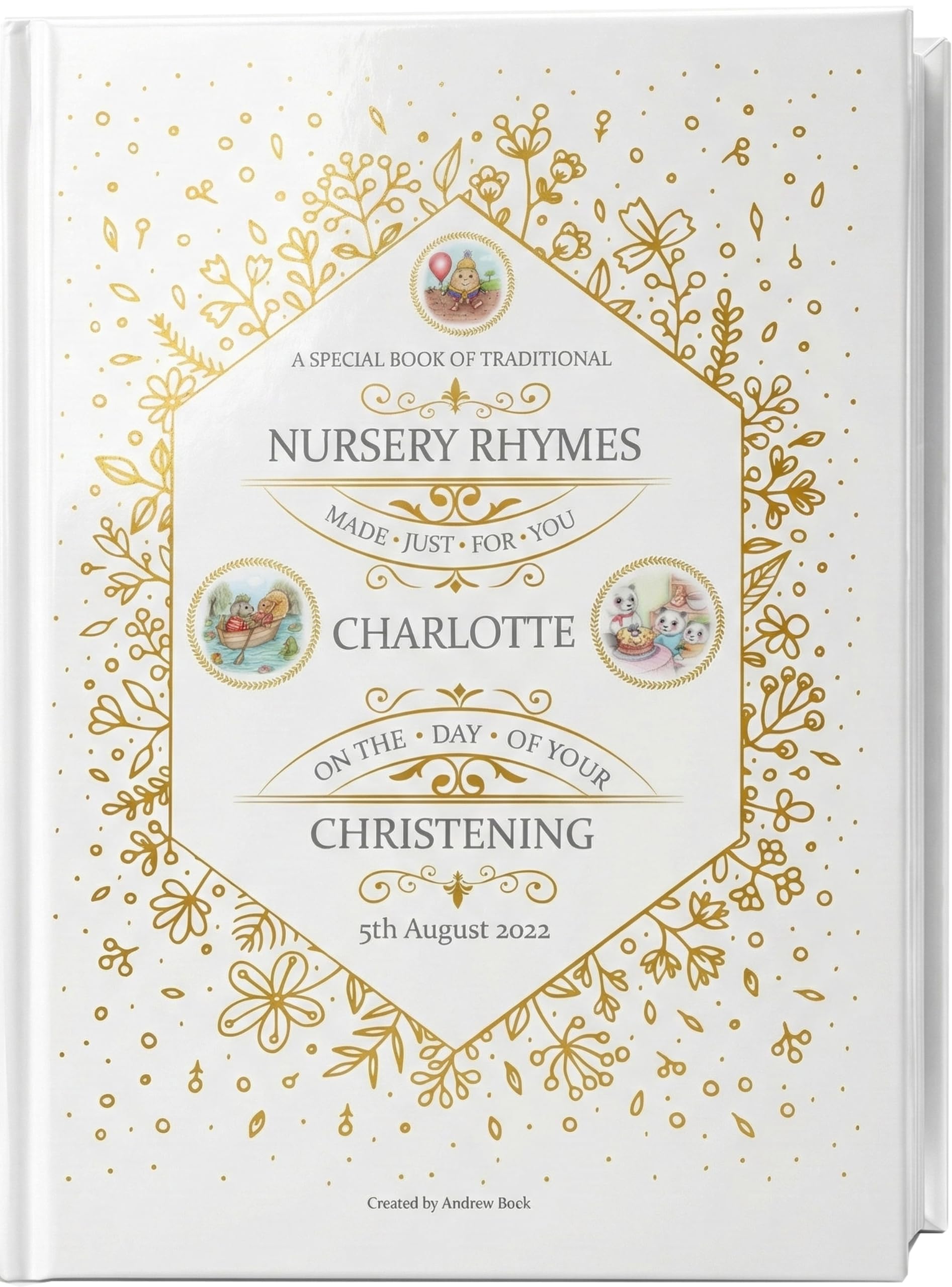 Christening Keepsake Gift Book of Classic Nursery Rhymes Personalised for Baby to Remember that Special Occasion