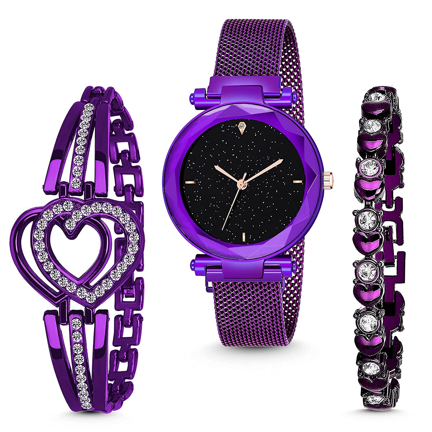 R1O Analogue Diamond Studded 4 Point Round Dial Magnet with braslate Combo Watch for Women analoug Watch or Girls and Watch for Girl (Combo of 3) (B09NPXTPKB) Amazon Price History, Amazon Price Tracker