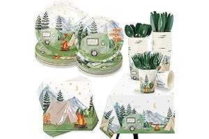 Camping Party Tableware Supplies Serves 20 Guests - The Perfect Party Essential...