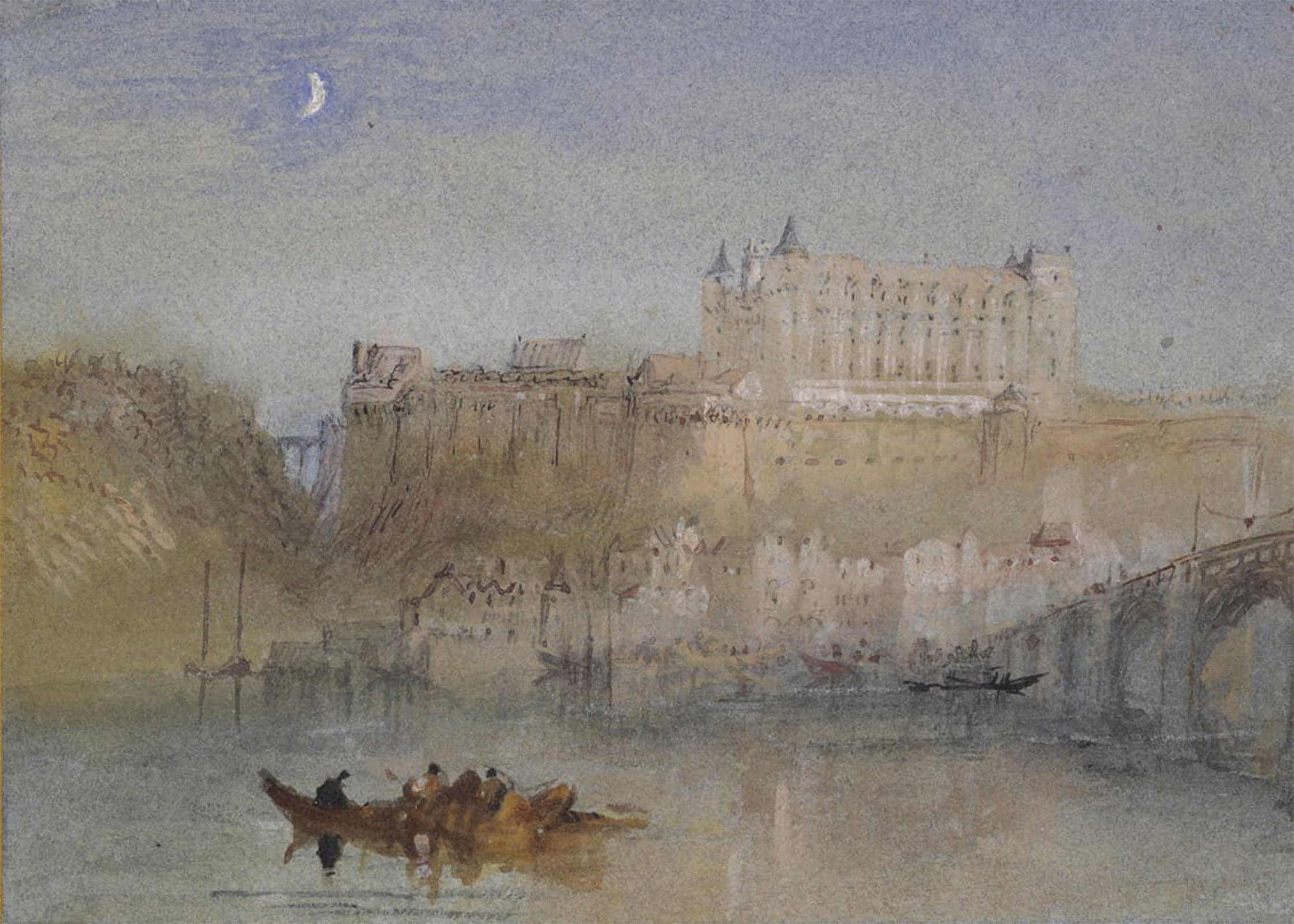 SERENDIPITP Vintage Picture Print on Canvas Wall Art Poster the Bridge and Château At Amboise by Mallord William Turner Artwork Print Poster for Wall Decor 60x90cm