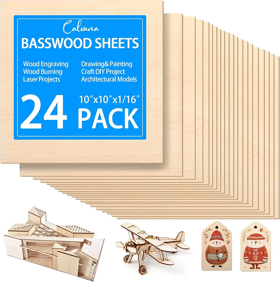 Calvana 10"x10" Balsa Sheets 1/16" — 24-Pack