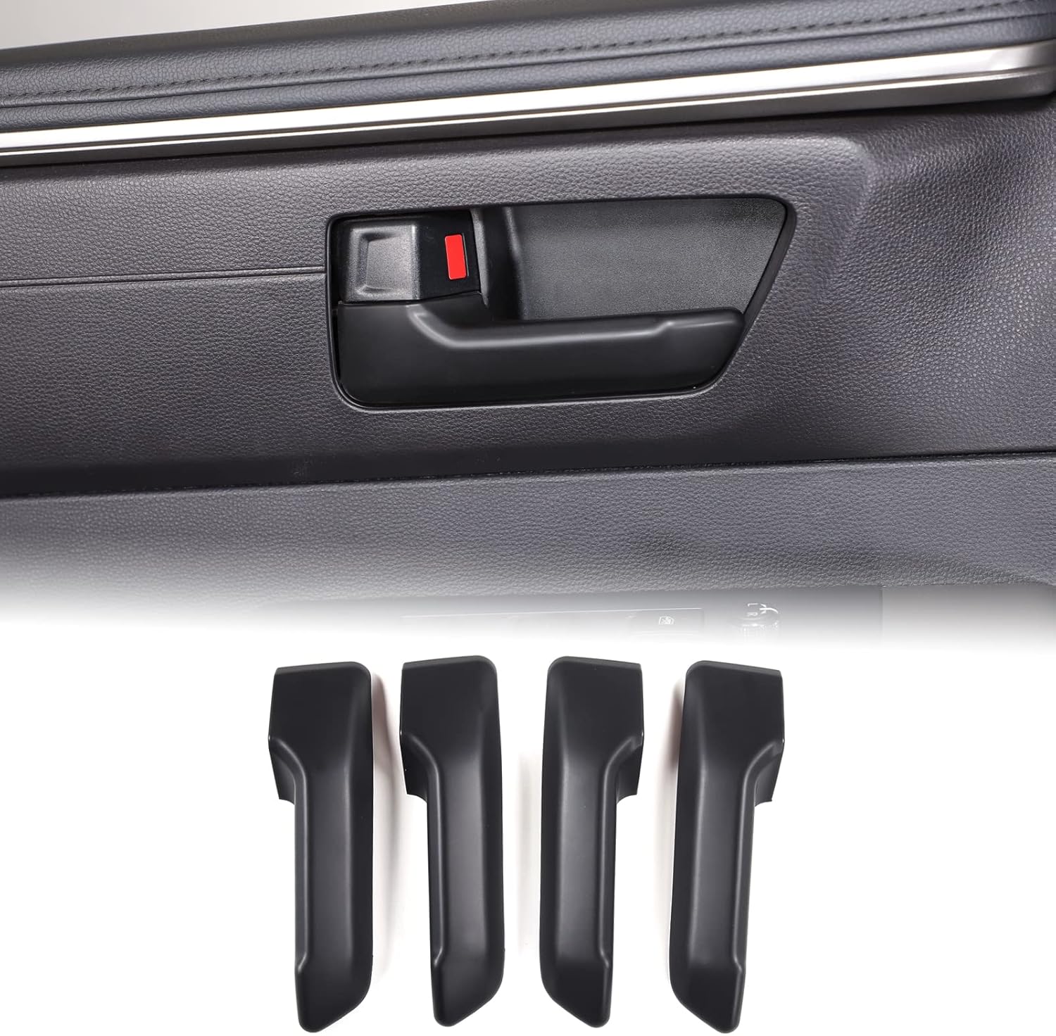 Aunginsy Inner Door Handle Protector Cover Compatible with Toyota Tundra/Sequoia 2022-2025 Tacoma 2024+ & 4Runner 2025+ Car Interior Front Rear Door Handle Panel Trim Frame Decorative ABS Accessories