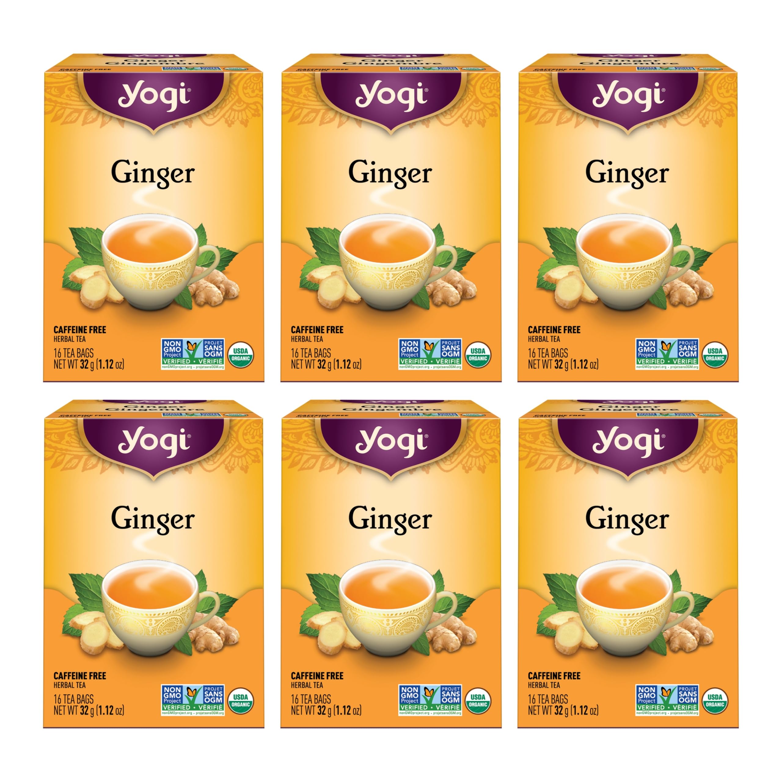 Yogi Organic Herbal Tea Caffeine Free Ginger - 16 Tea Bags