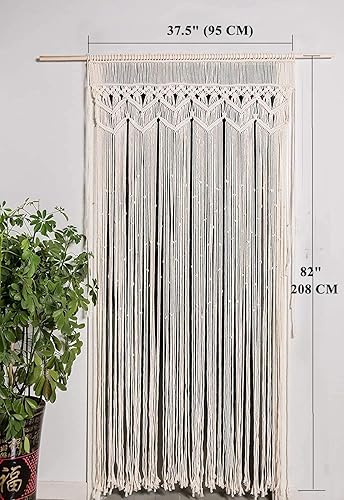 Miniatura 3 de Cortinas bohemias de macramé para colgar en la pared, cortina de puerta para ventana, telón de fondo de boda, 37.5 pulgadas de ancho x 82 pulgadas