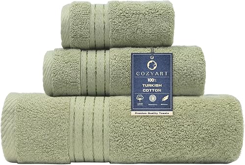 Miniatura 78 de COZYART - Juego de 6 toallas de baño de algodón turco, color verde salvia, gruesas suaves absorbentes duraderas, 19.17 oz/yd², incluye 2 toallas