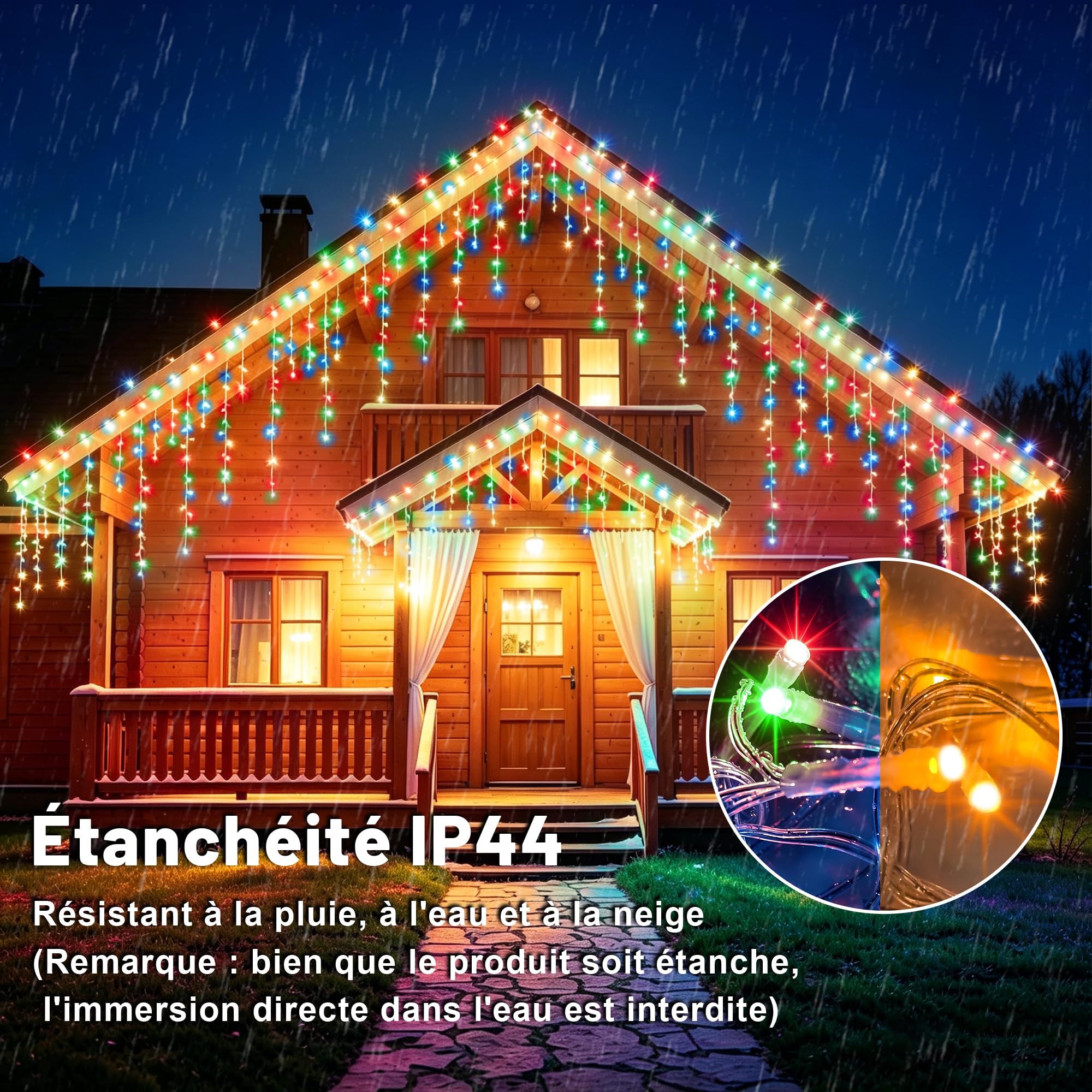 SHUNLEE Guirlande Stalactite Exterieur/Intérieur avec APP (Rgb/Chaud, 10M)
