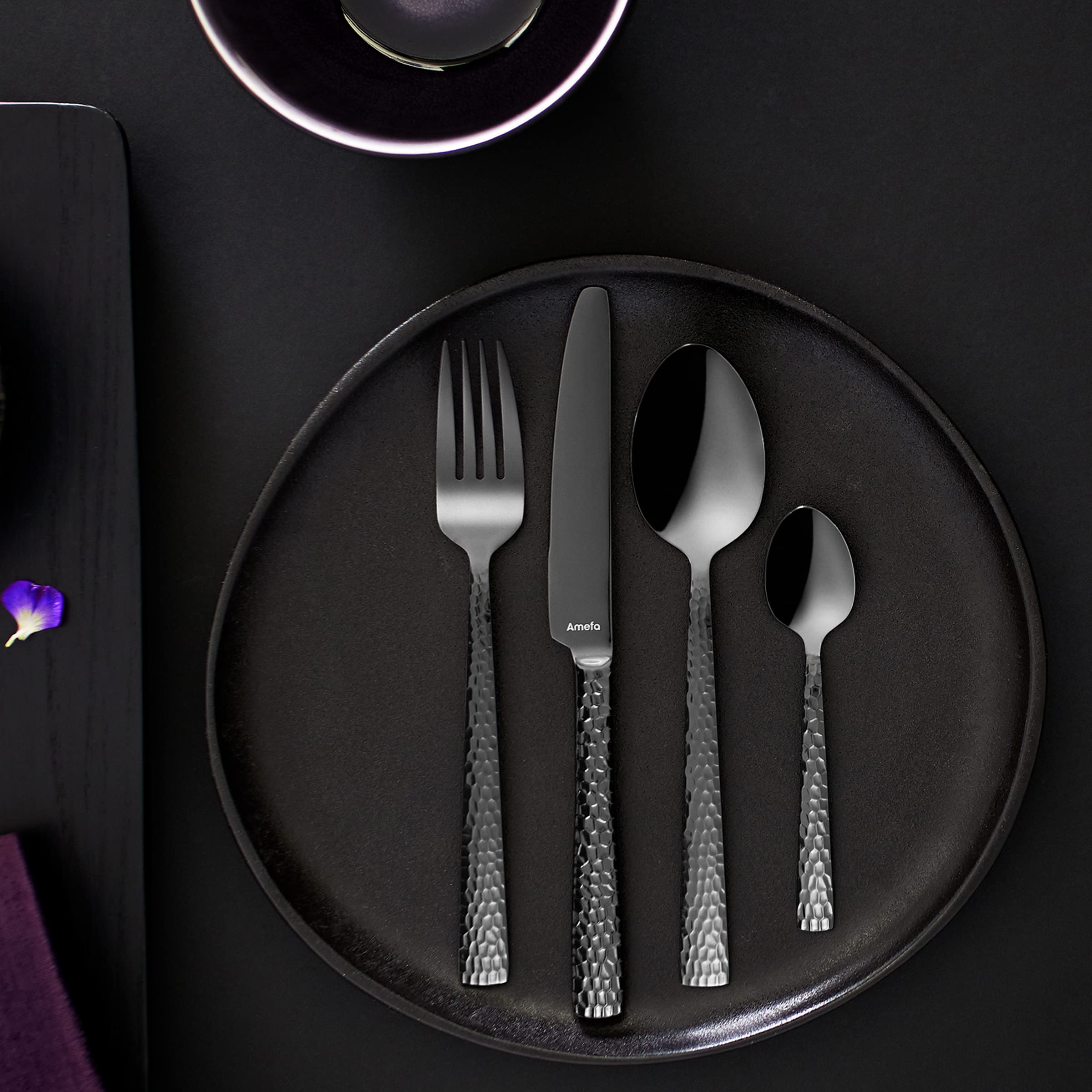 Amefa Felicity PVD Kuchengabel Set 6-teilig | Schwarz | PVD Dessertgabel Set für 6 Personen | Dessertgabeln | Dessertbesteck