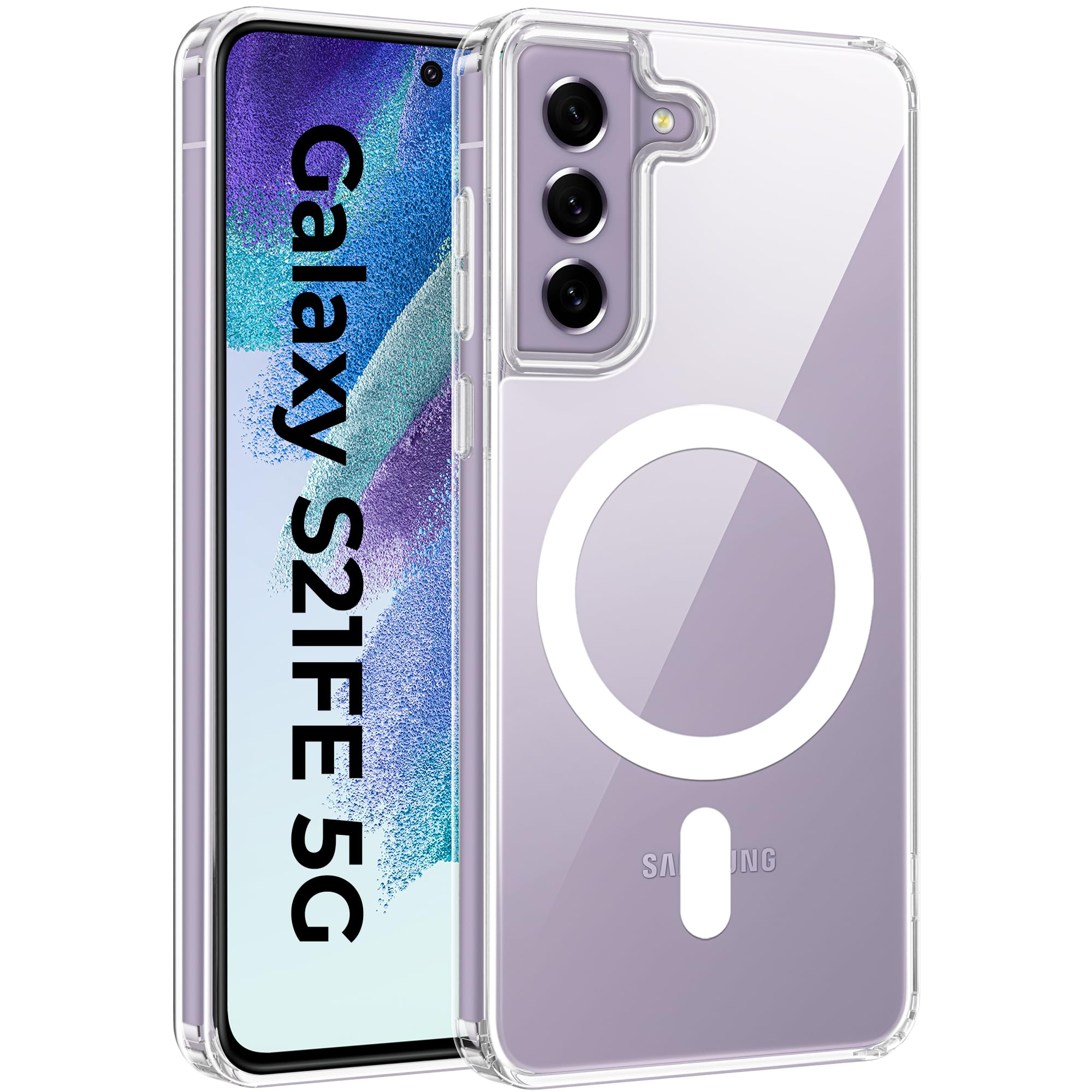 A rtistque Clear Back Cover Case for Samsung Galaxy S21 FE Compatible with Mag-Safe| Acrylic | Case for Samsung Galaxy S21 FE | Shockproof TPU Protective Design - Transparent