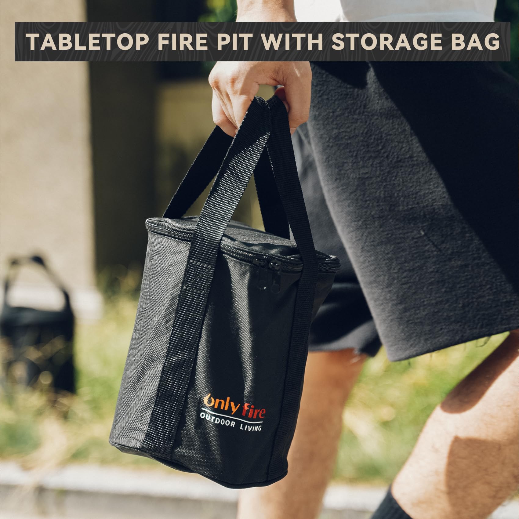 Onlyfire Brasero sin Humos con Bolsa de Transporte, Mini Hoguera de Mesa, Chimenea de Leña y Pellets para Camping al Aire Libre Tailgating Patio, Negro
