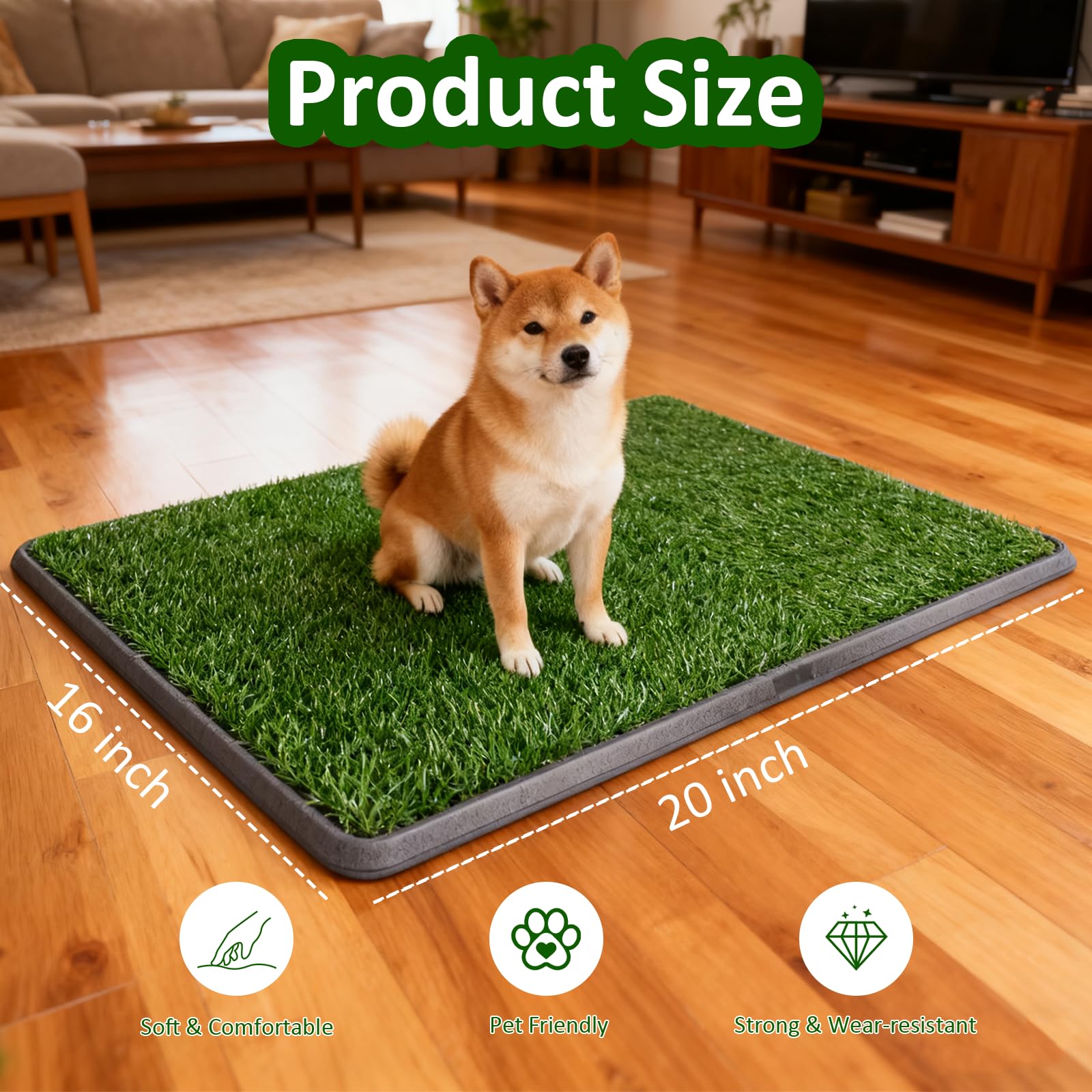 Tapis de propreté Chien, Système de Toilette en Gazon Artificiel à 3 Couches, Litière Portable pour Chiens pour l’Apprentissage de la Propreté en Intérieur et Extérieur, 50 x 40 cm (sans Pipi Pad)